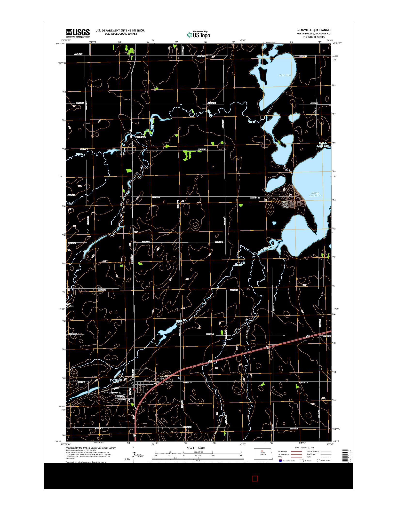 USGS US TOPO 7.5-MINUTE MAP FOR GRANVILLE, ND 2014