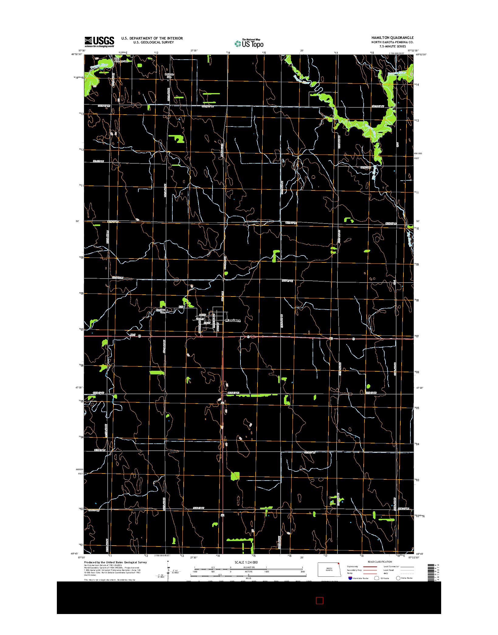 USGS US TOPO 7.5-MINUTE MAP FOR HAMILTON, ND 2014