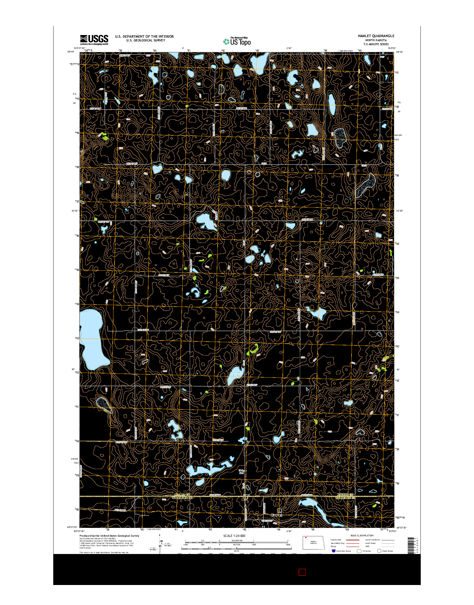 USGS US TOPO 7.5-MINUTE MAP FOR HAMLET, ND 2014