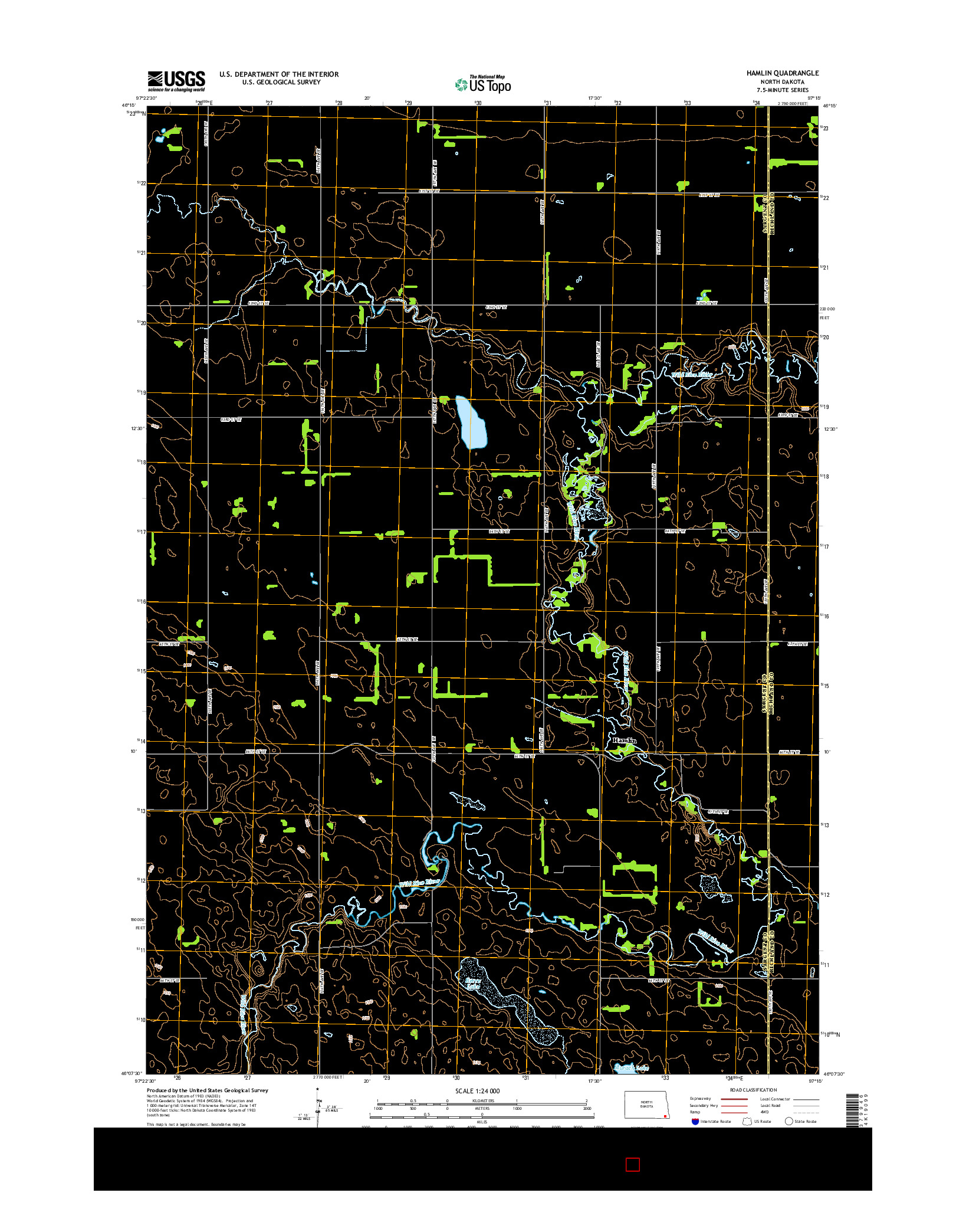 USGS US TOPO 7.5-MINUTE MAP FOR HAMLIN, ND 2014