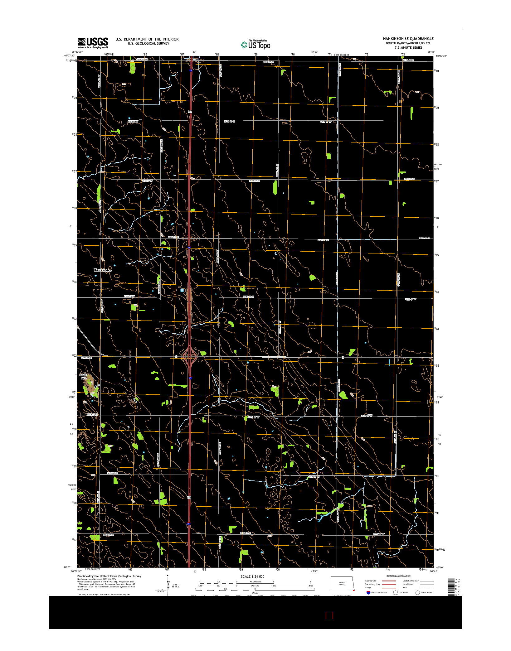 USGS US TOPO 7.5-MINUTE MAP FOR HANKINSON SE, ND 2014