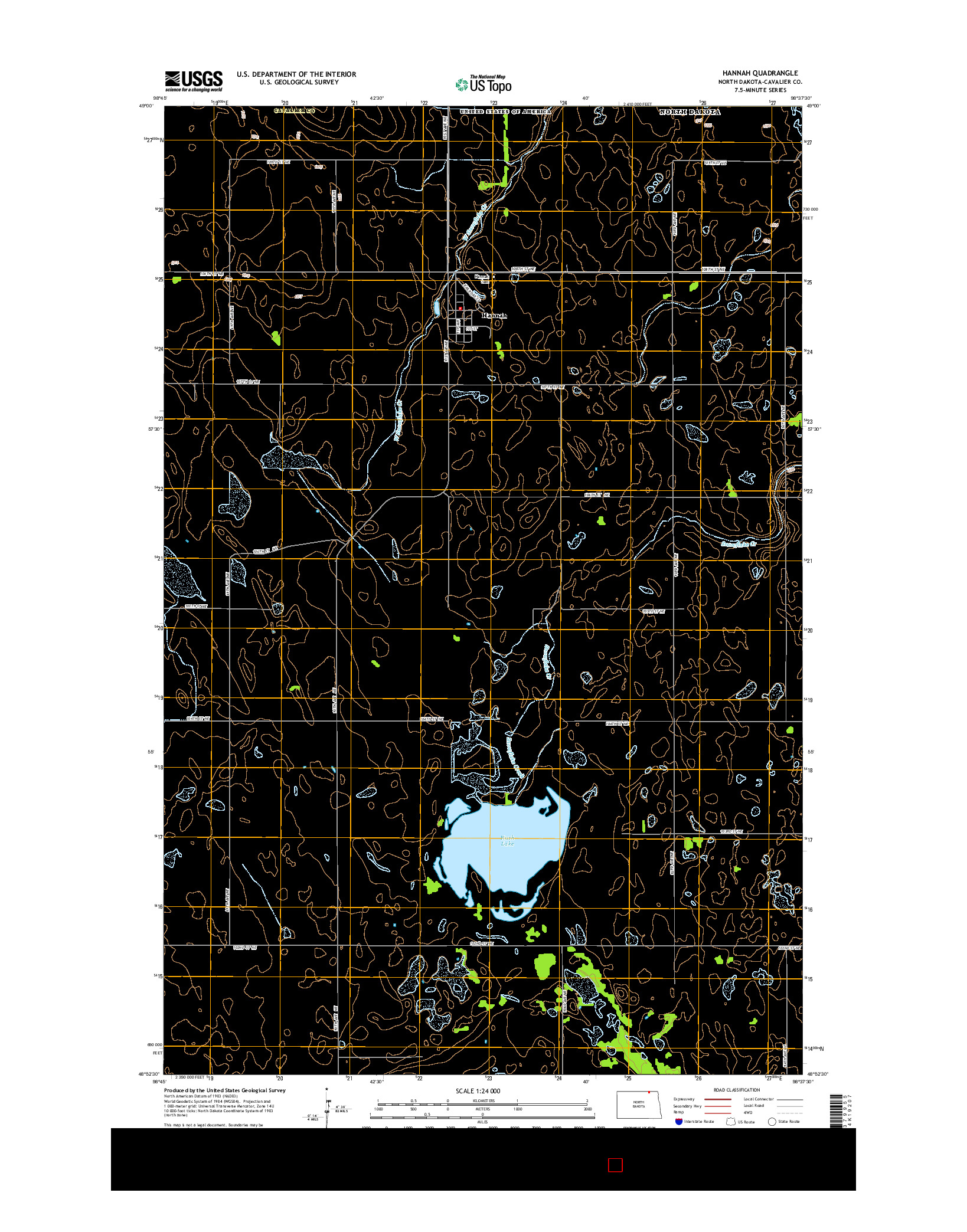 USGS US TOPO 7.5-MINUTE MAP FOR HANNAH, ND 2014