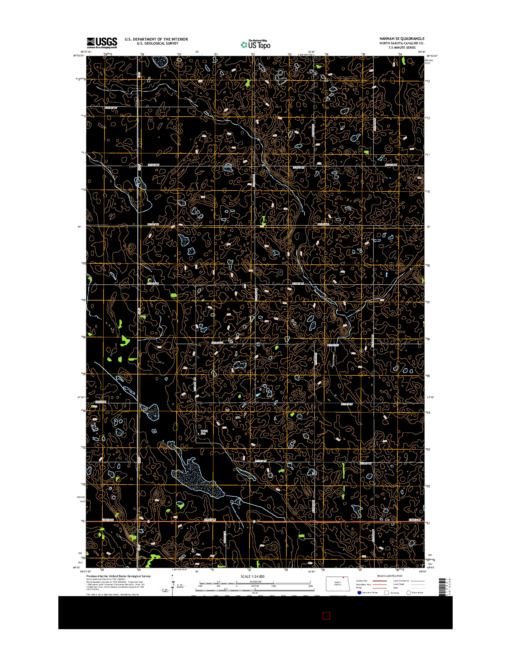 USGS US TOPO 7.5-MINUTE MAP FOR HANNAH SE, ND 2014