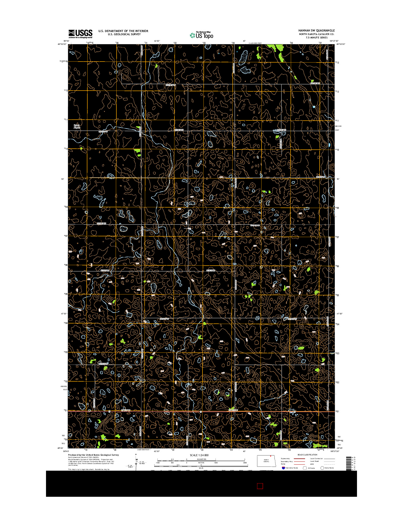 USGS US TOPO 7.5-MINUTE MAP FOR HANNAH SW, ND 2014