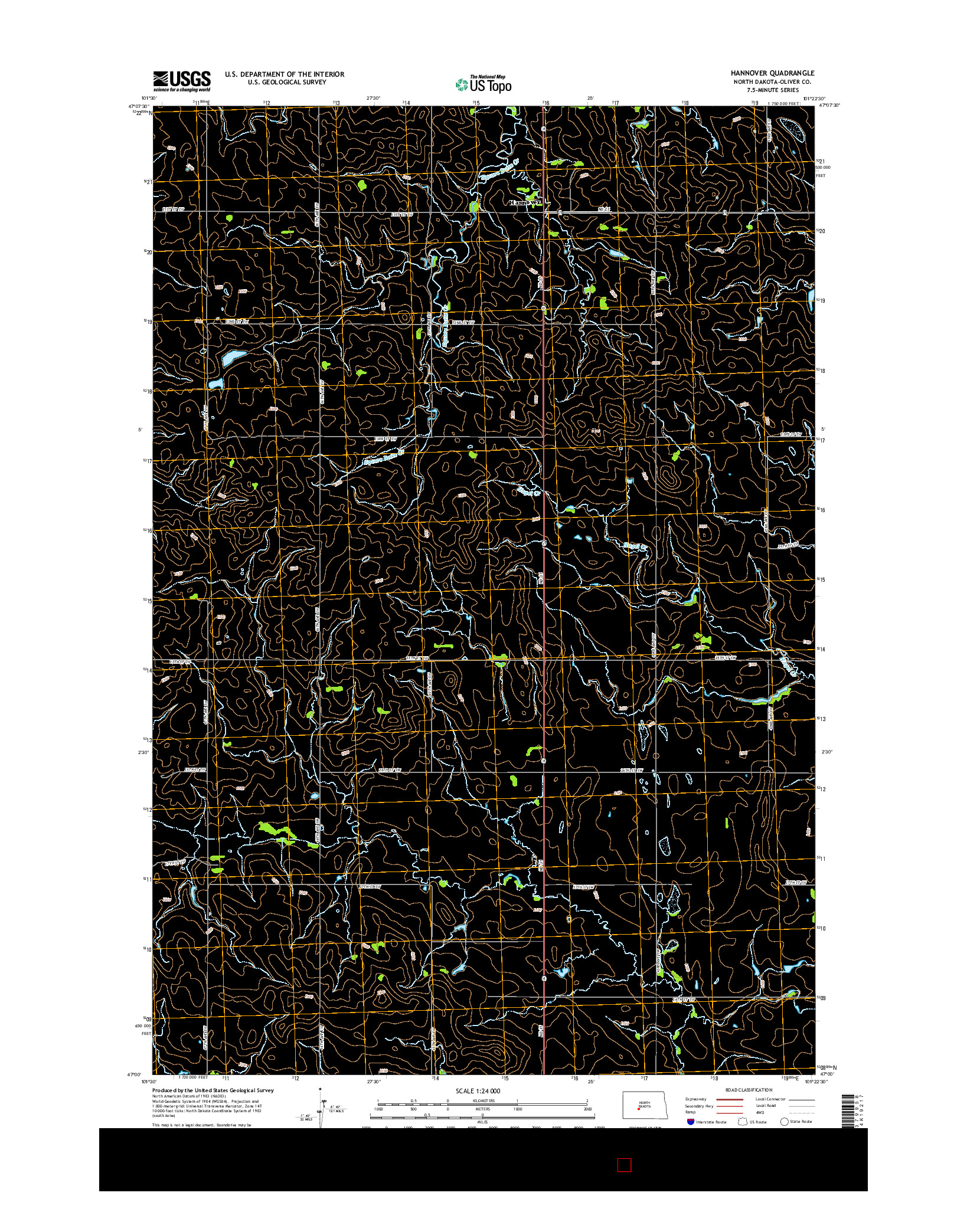 USGS US TOPO 7.5-MINUTE MAP FOR HANNOVER, ND 2014