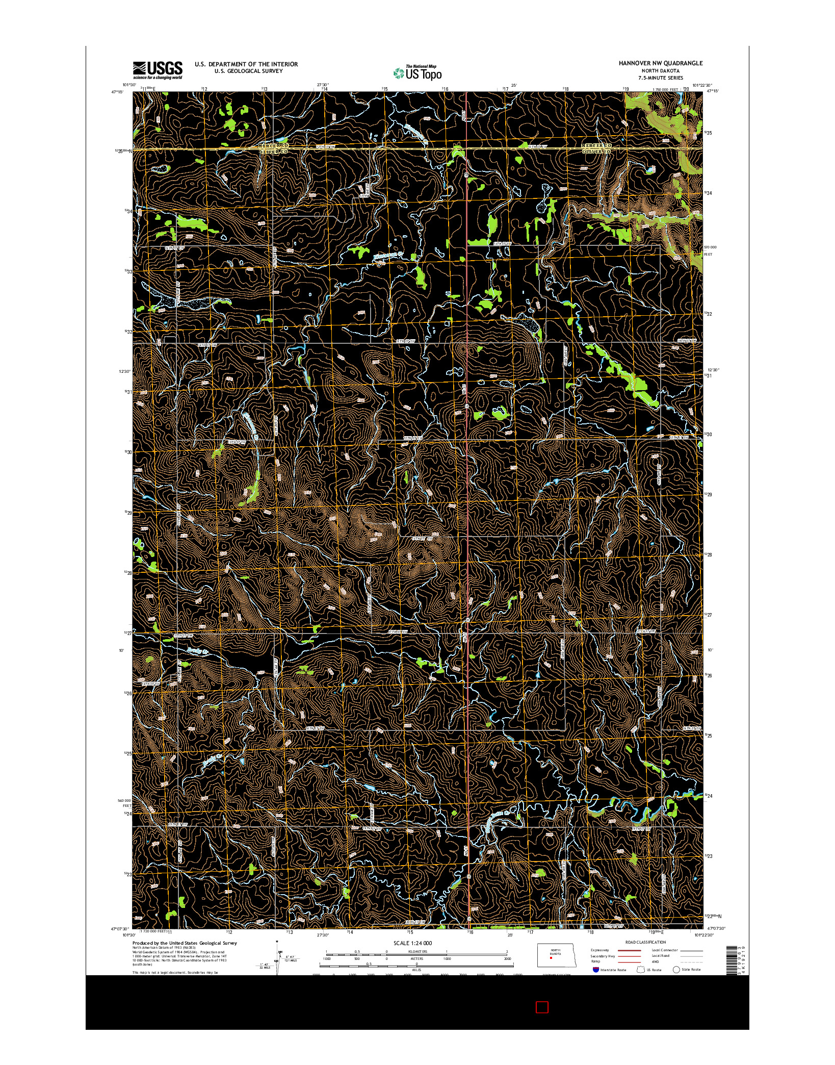 USGS US TOPO 7.5-MINUTE MAP FOR HANNOVER NW, ND 2014