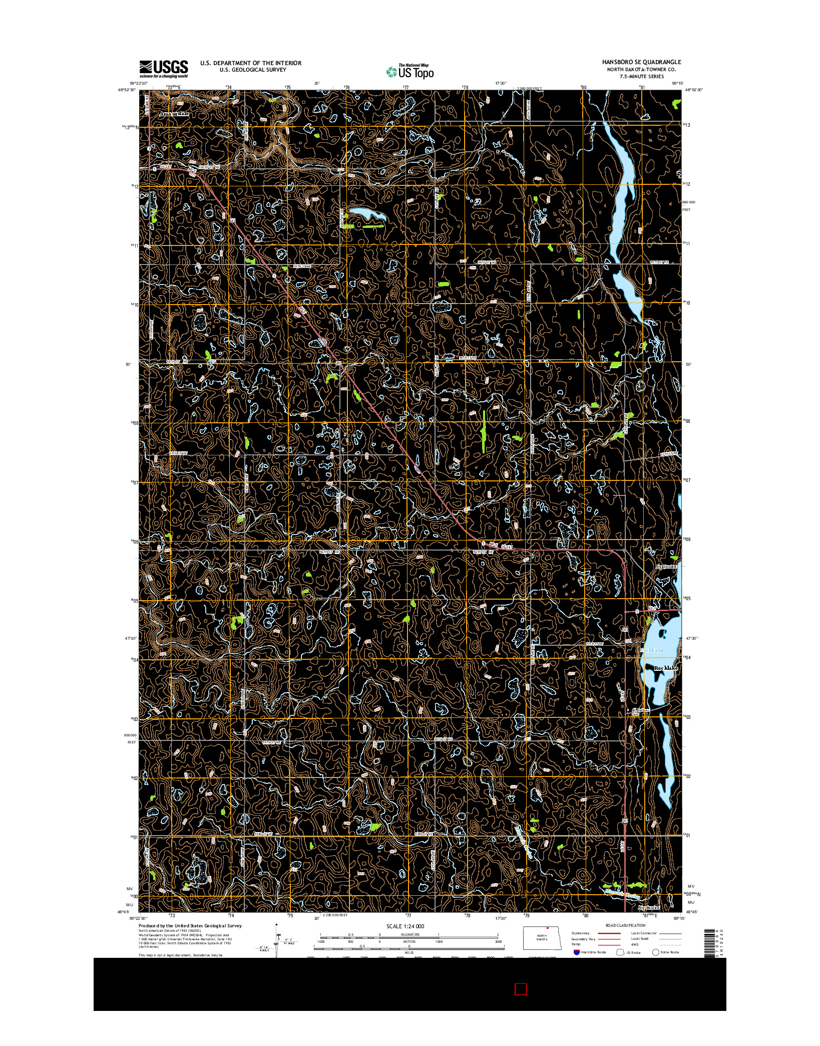 USGS US TOPO 7.5-MINUTE MAP FOR HANSBORO SE, ND 2014