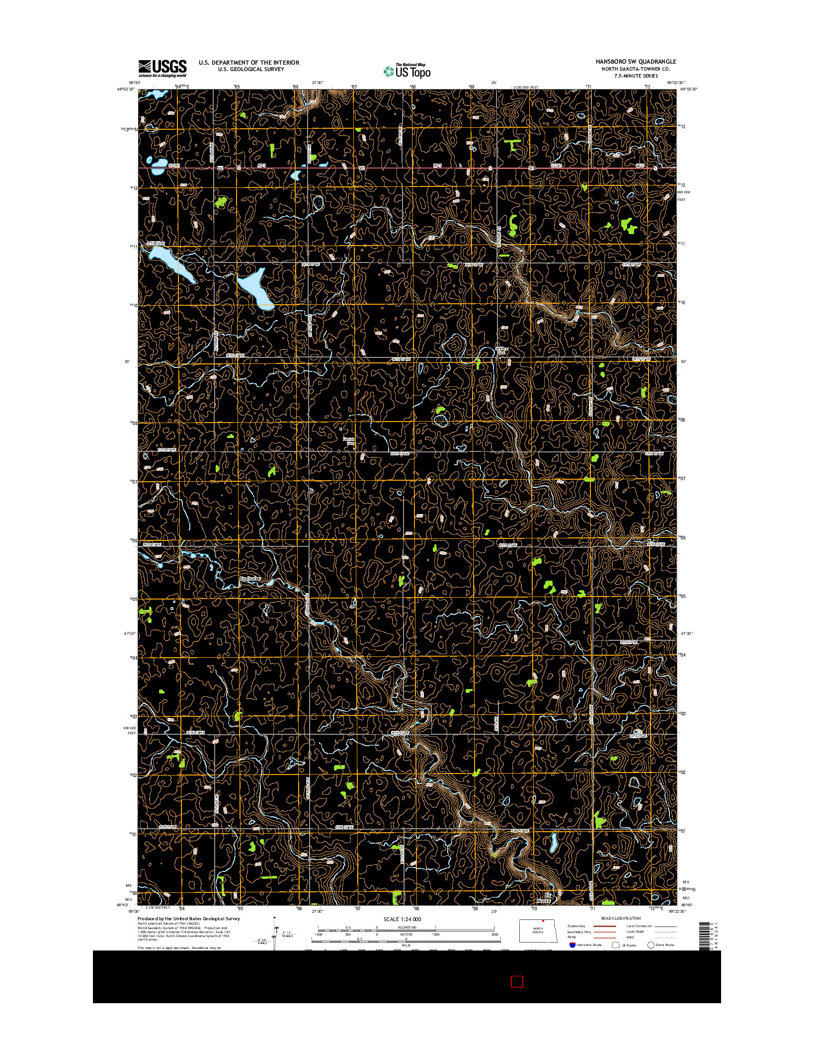 USGS US TOPO 7.5-MINUTE MAP FOR HANSBORO SW, ND 2014