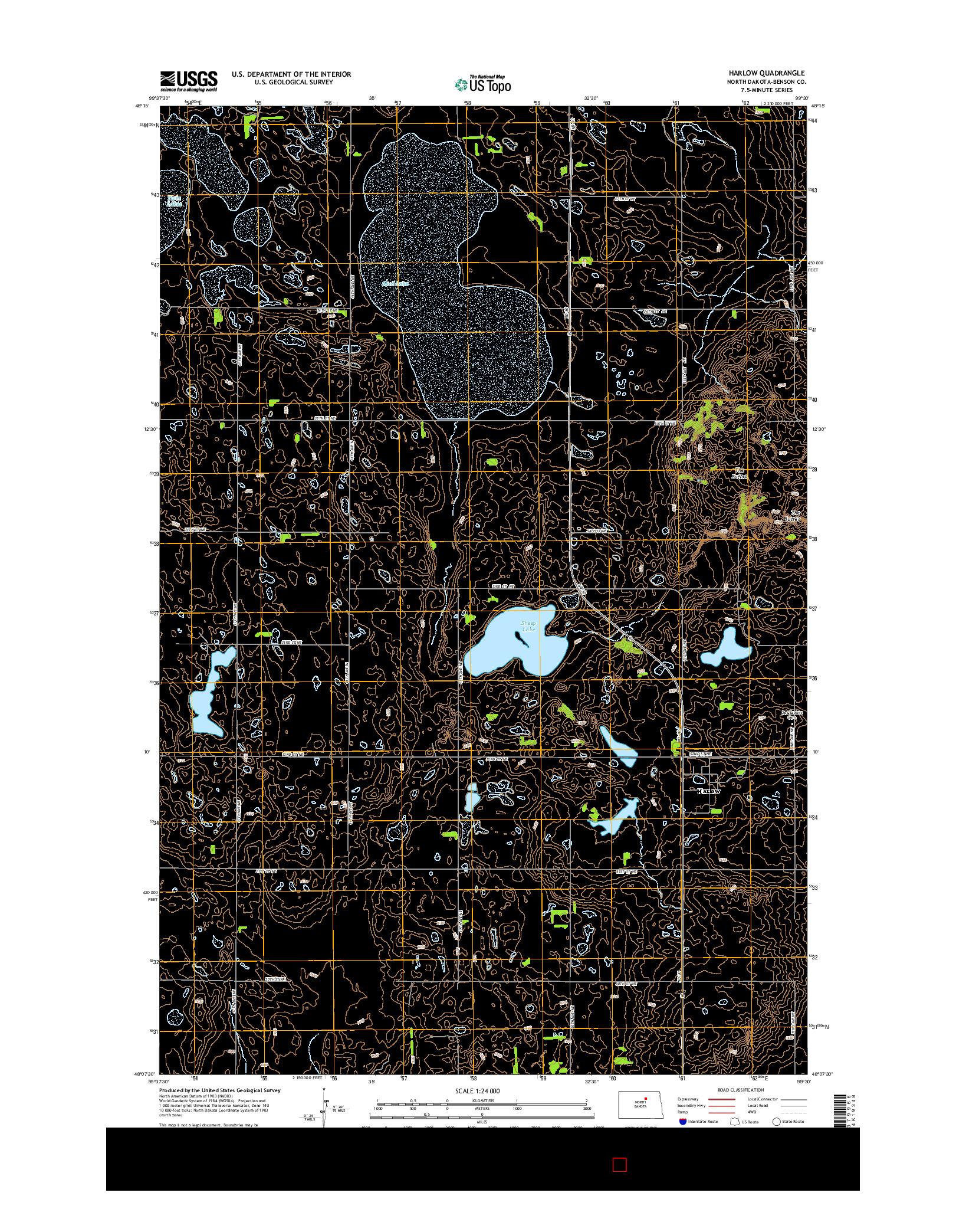 USGS US TOPO 7.5-MINUTE MAP FOR HARLOW, ND 2014