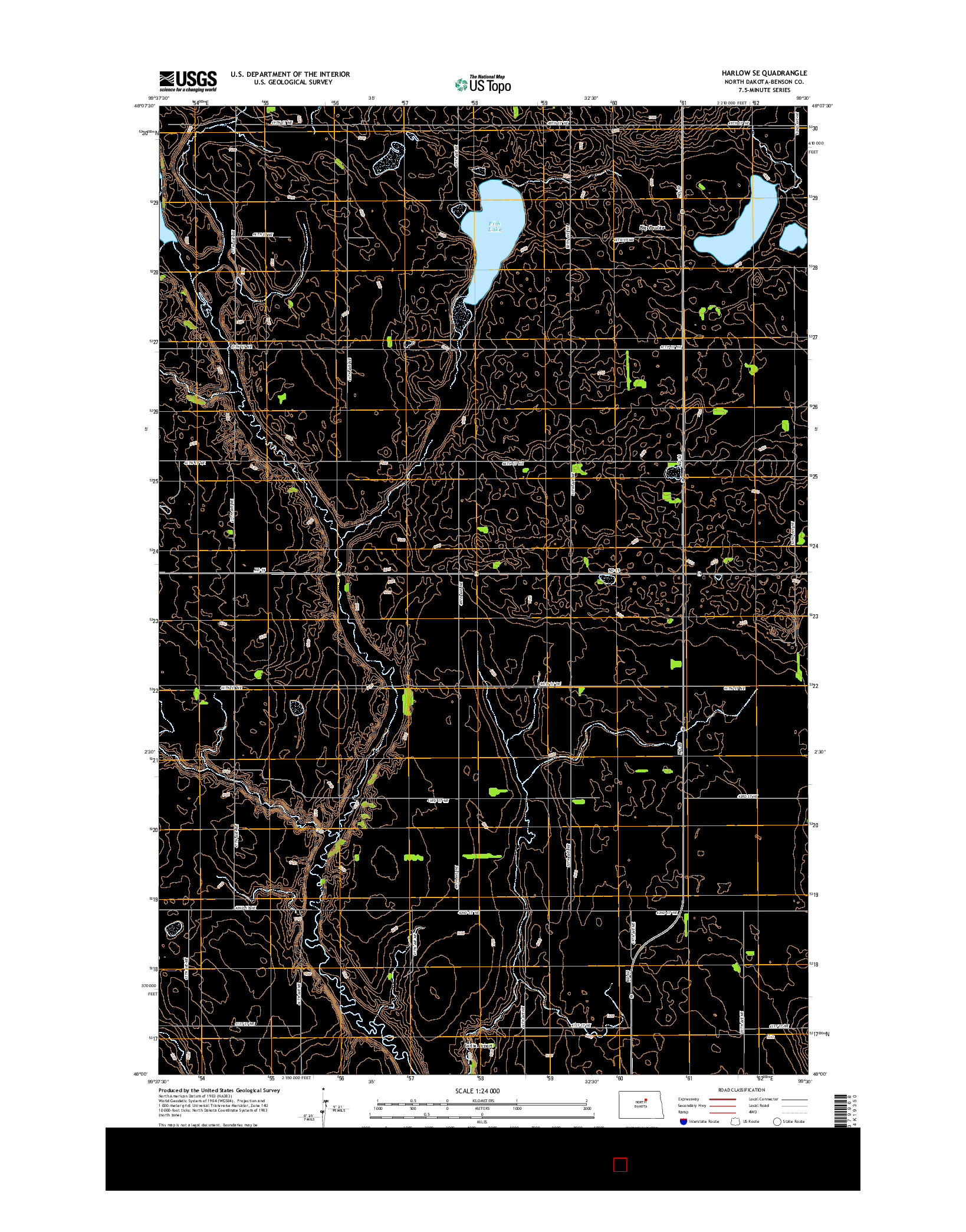 USGS US TOPO 7.5-MINUTE MAP FOR HARLOW SE, ND 2014