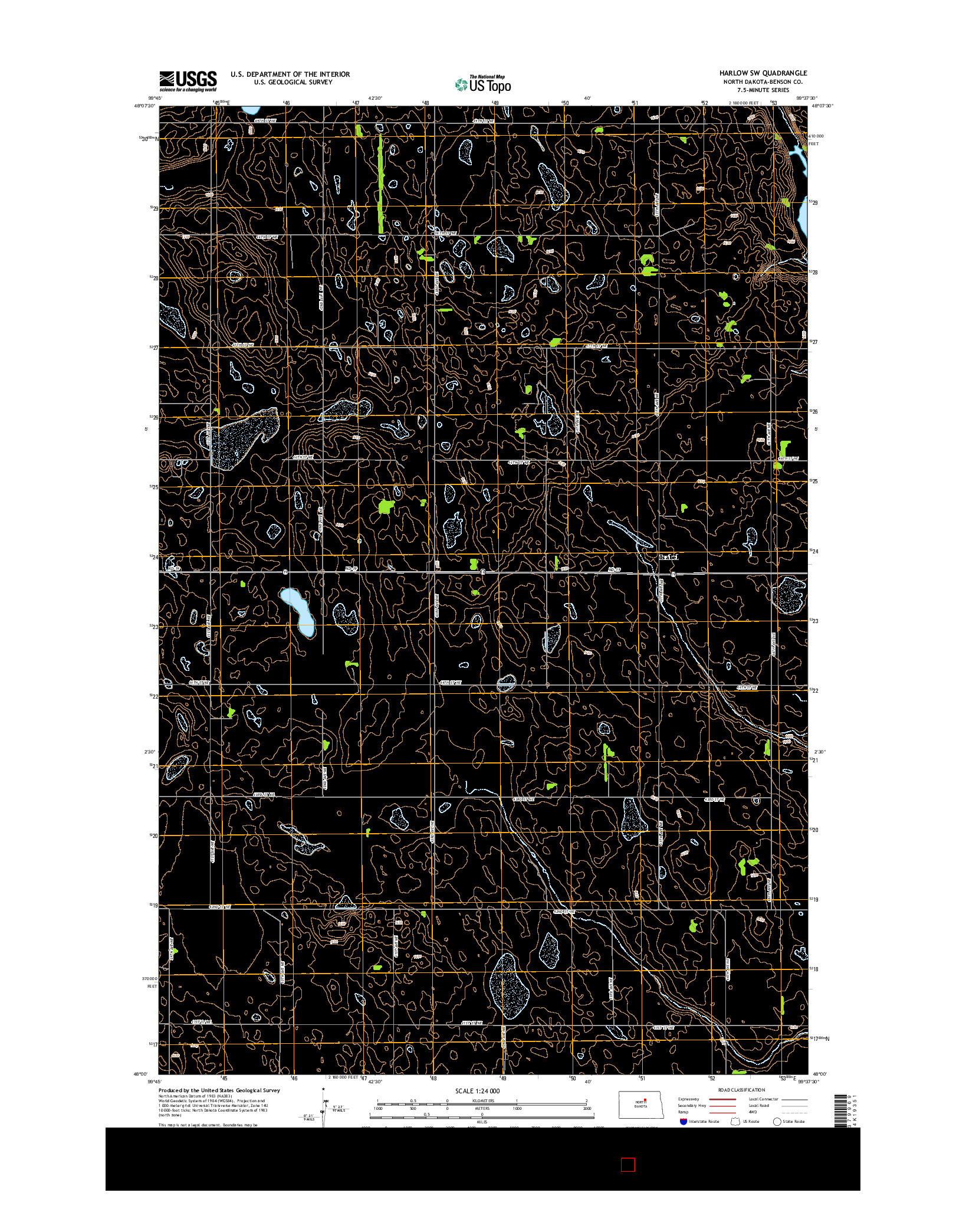 USGS US TOPO 7.5-MINUTE MAP FOR HARLOW SW, ND 2014