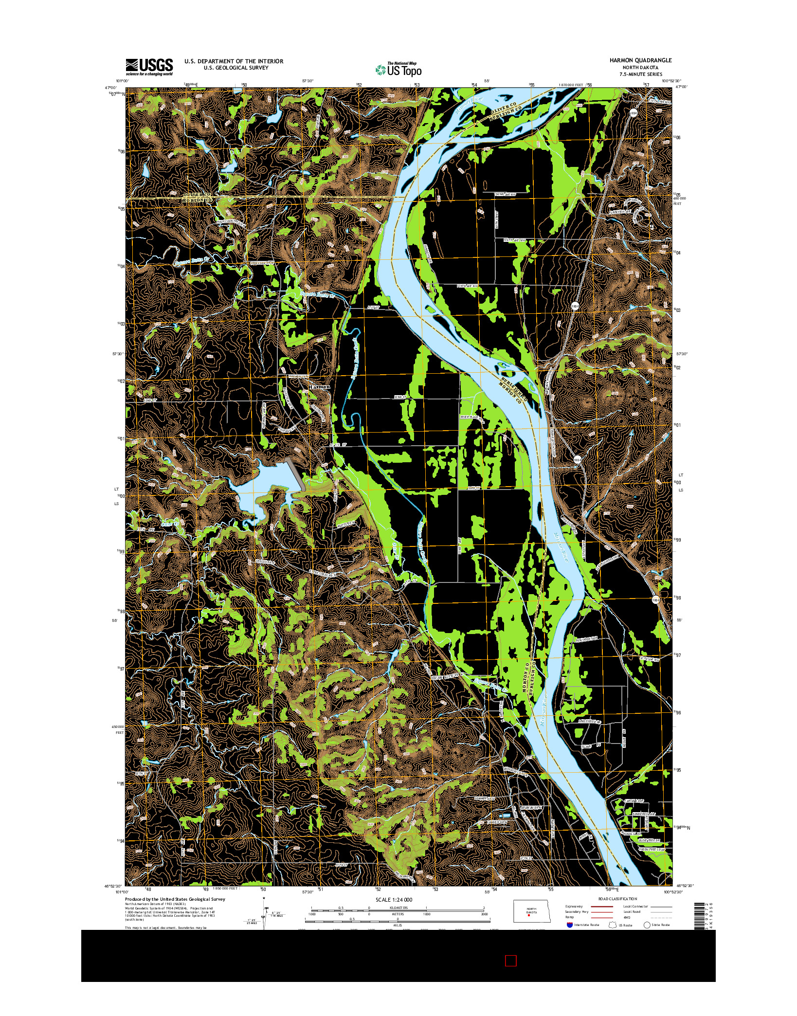 USGS US TOPO 7.5-MINUTE MAP FOR HARMON, ND 2014