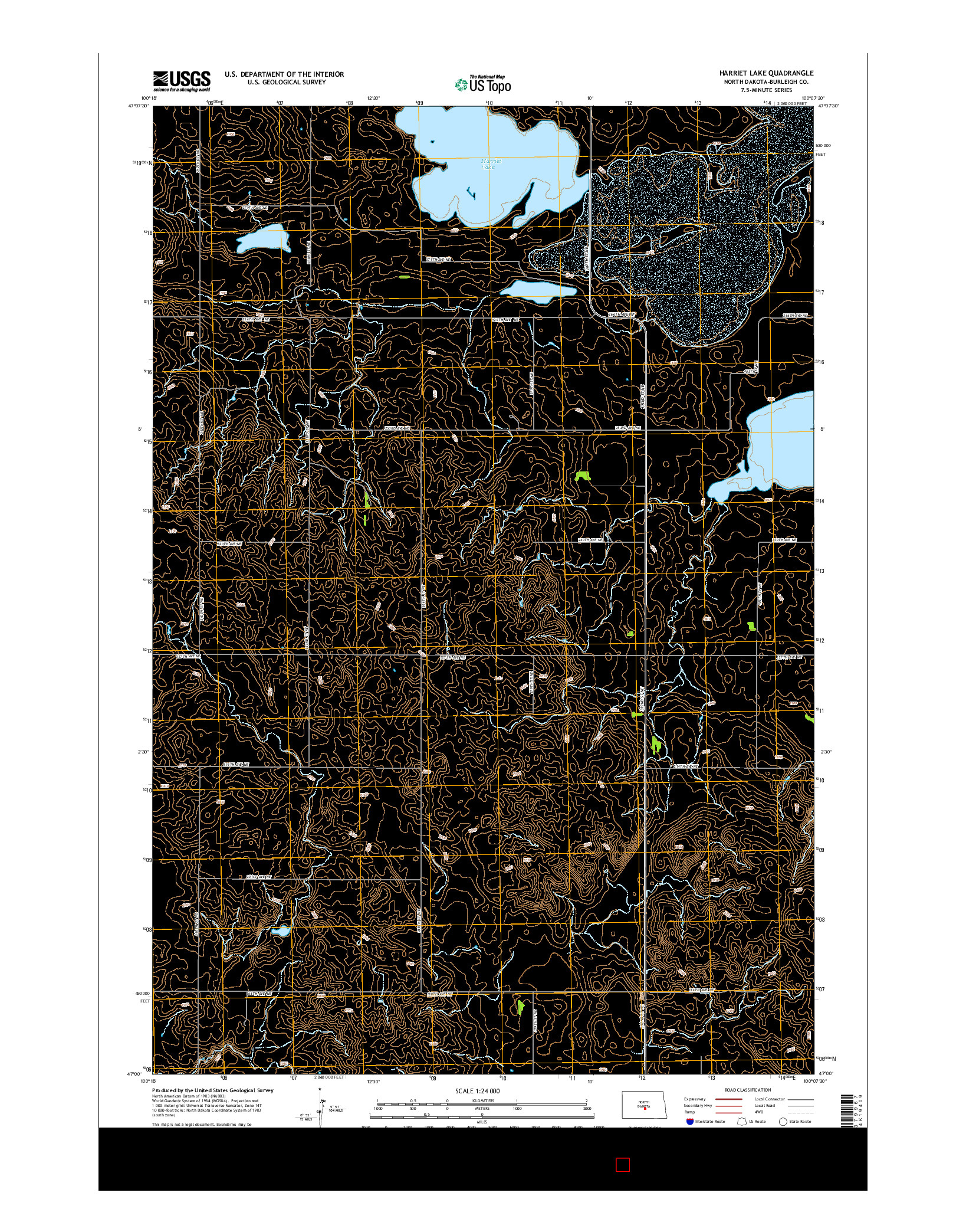 USGS US TOPO 7.5-MINUTE MAP FOR HARRIET LAKE, ND 2014