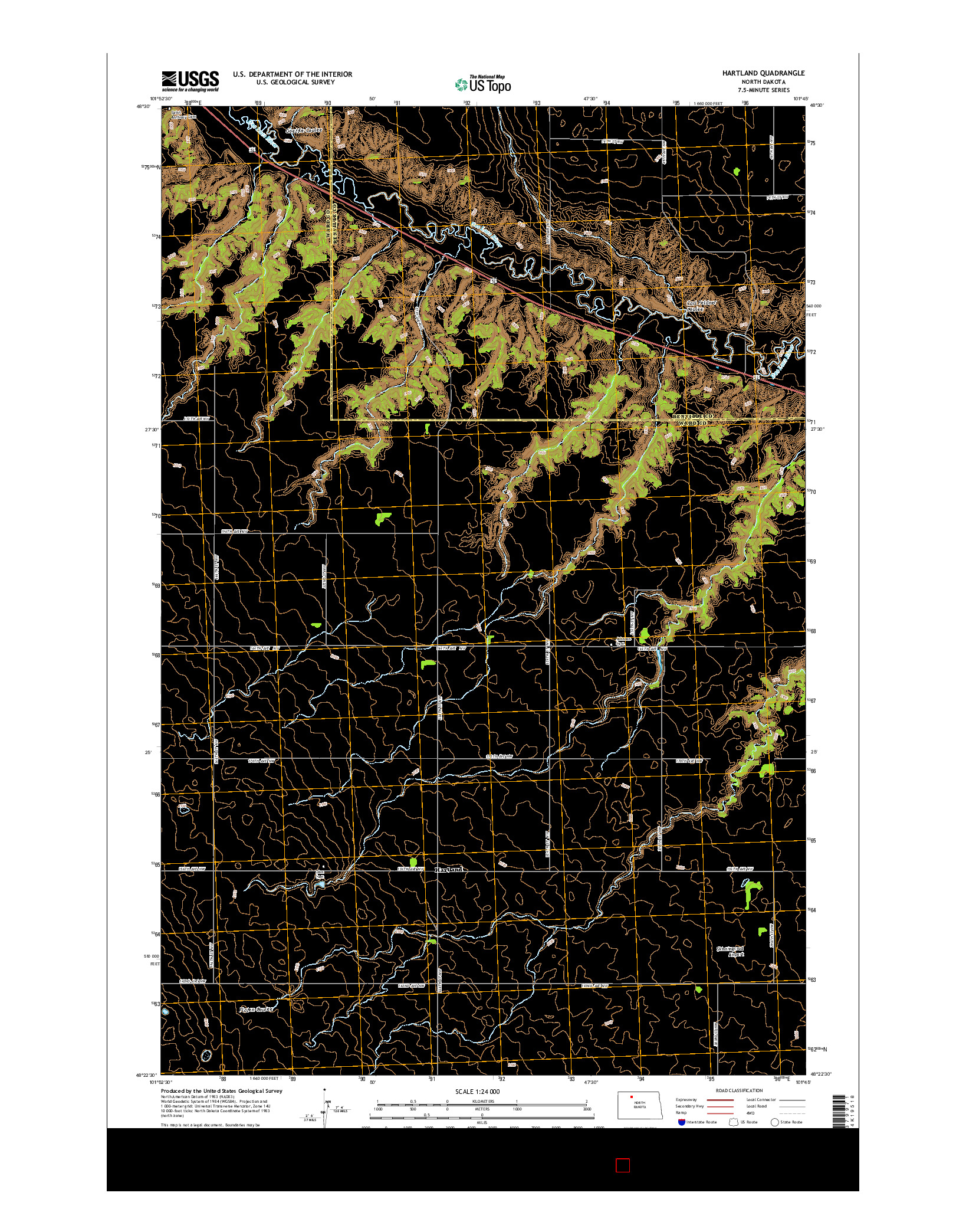 USGS US TOPO 7.5-MINUTE MAP FOR HARTLAND, ND 2014