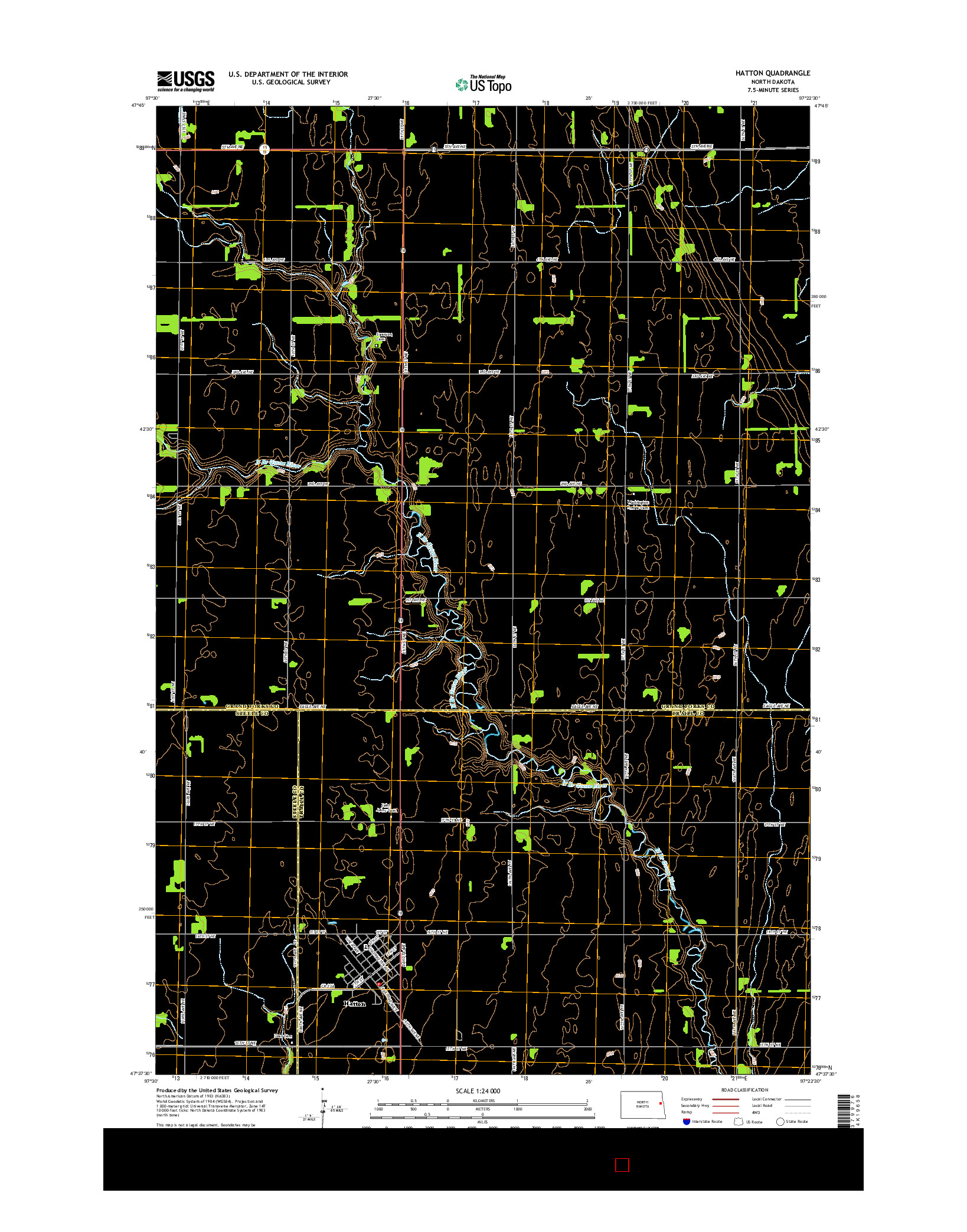 USGS US TOPO 7.5-MINUTE MAP FOR HATTON, ND 2014