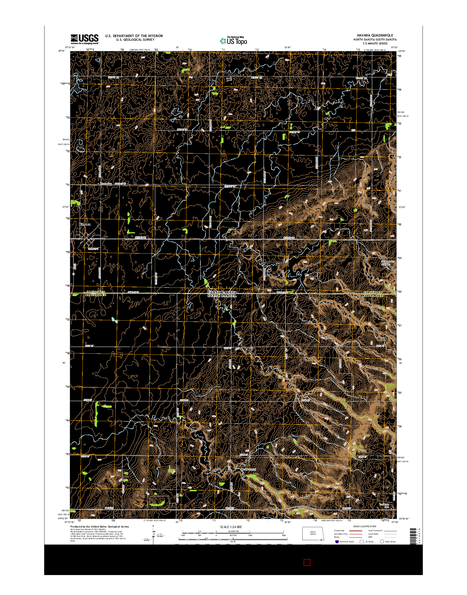 USGS US TOPO 7.5-MINUTE MAP FOR HAVANA, ND-SD 2014