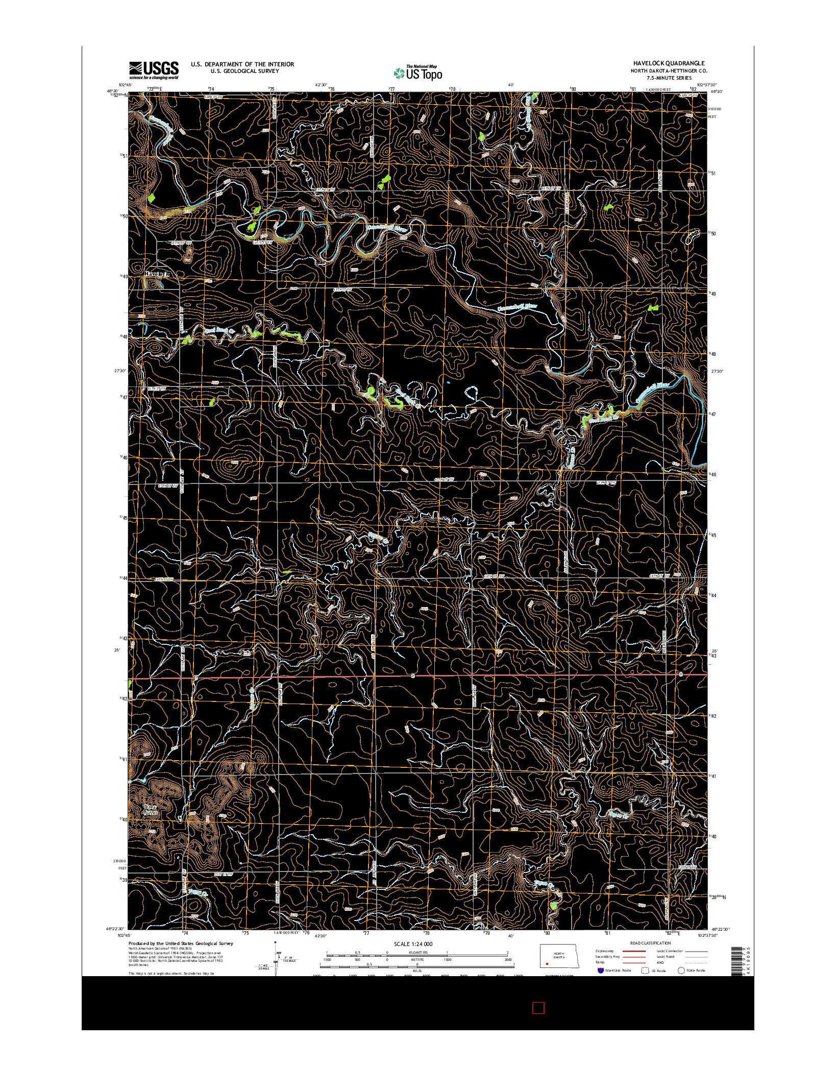 USGS US TOPO 7.5-MINUTE MAP FOR HAVELOCK, ND 2014