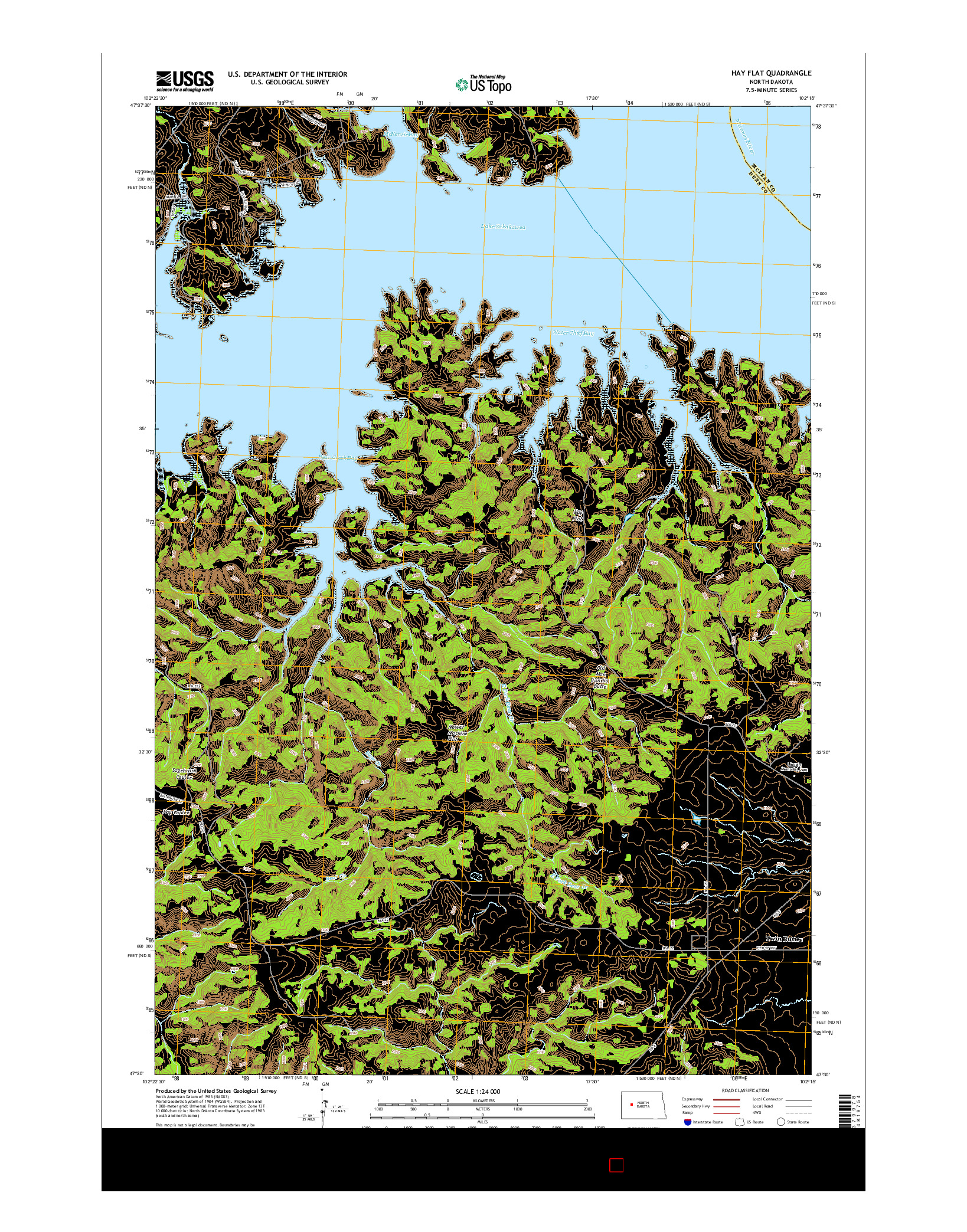 USGS US TOPO 7.5-MINUTE MAP FOR HAY FLAT, ND 2014