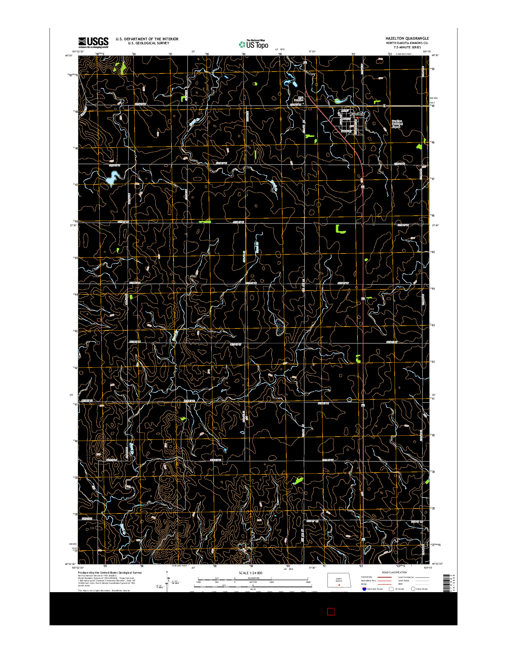 USGS US TOPO 7.5-MINUTE MAP FOR HAZELTON, ND 2014