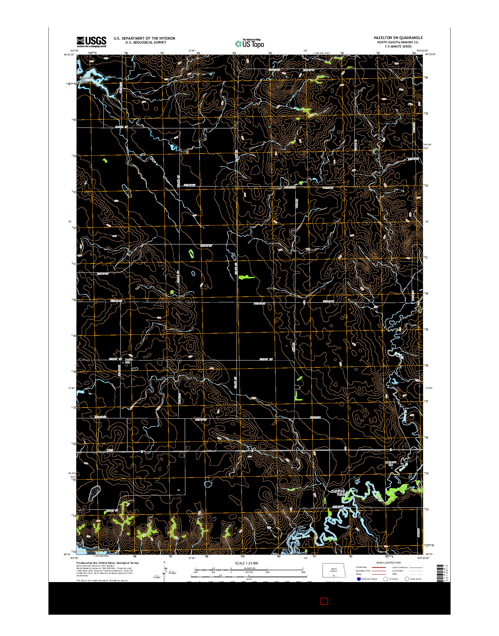 USGS US TOPO 7.5-MINUTE MAP FOR HAZELTON SW, ND 2014