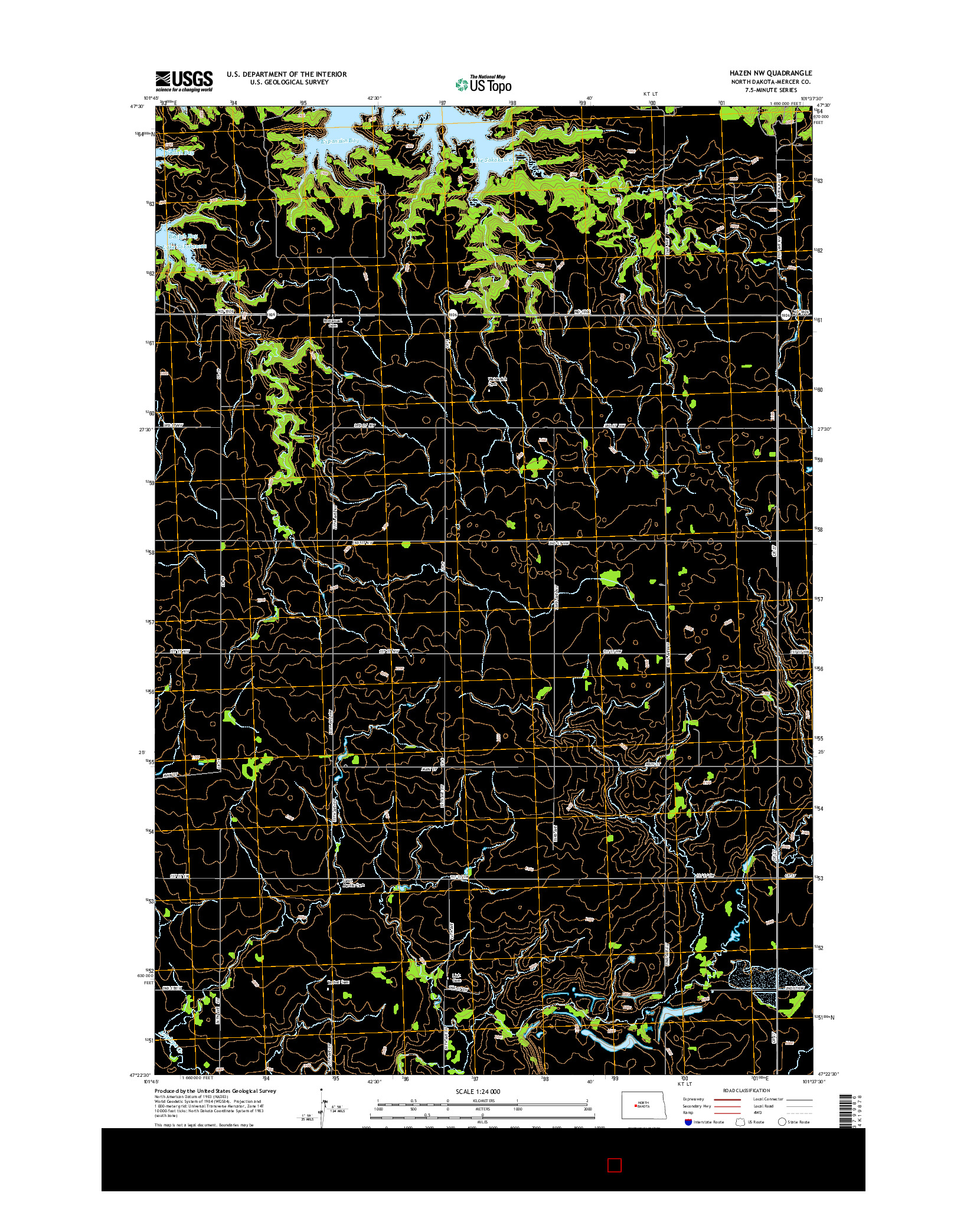 USGS US TOPO 7.5-MINUTE MAP FOR HAZEN NW, ND 2014