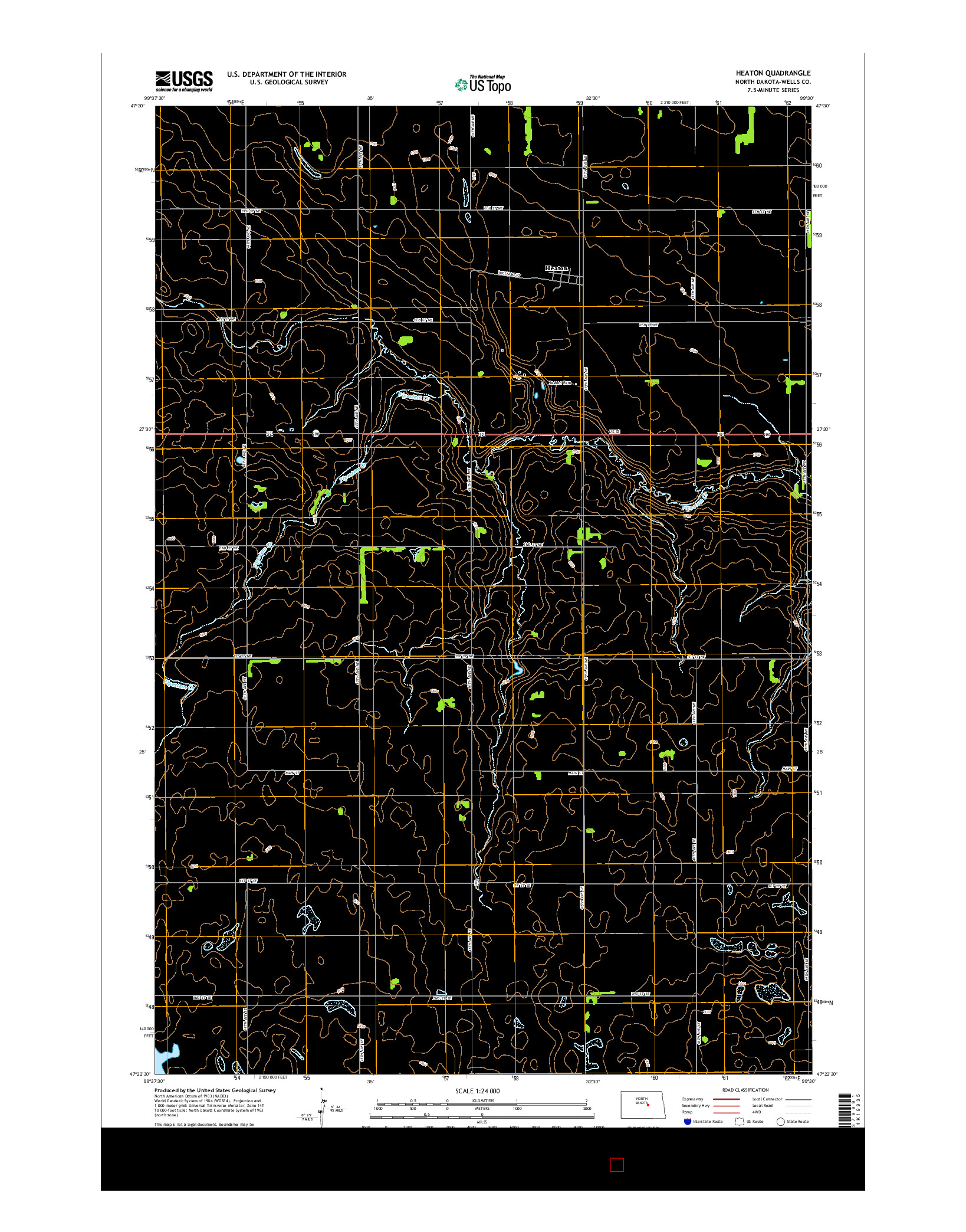 USGS US TOPO 7.5-MINUTE MAP FOR HEATON, ND 2014