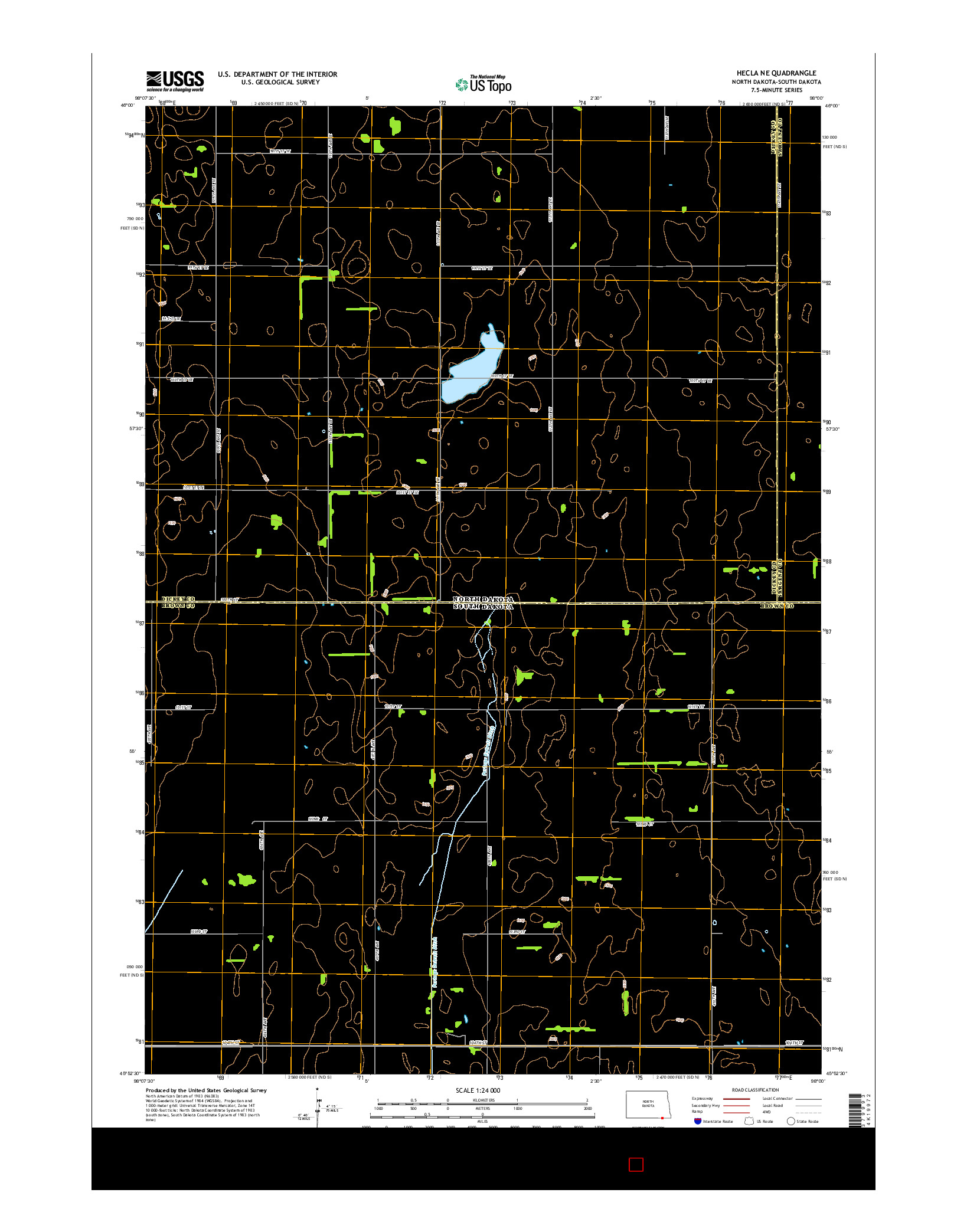 USGS US TOPO 7.5-MINUTE MAP FOR HECLA NE, ND-SD 2014