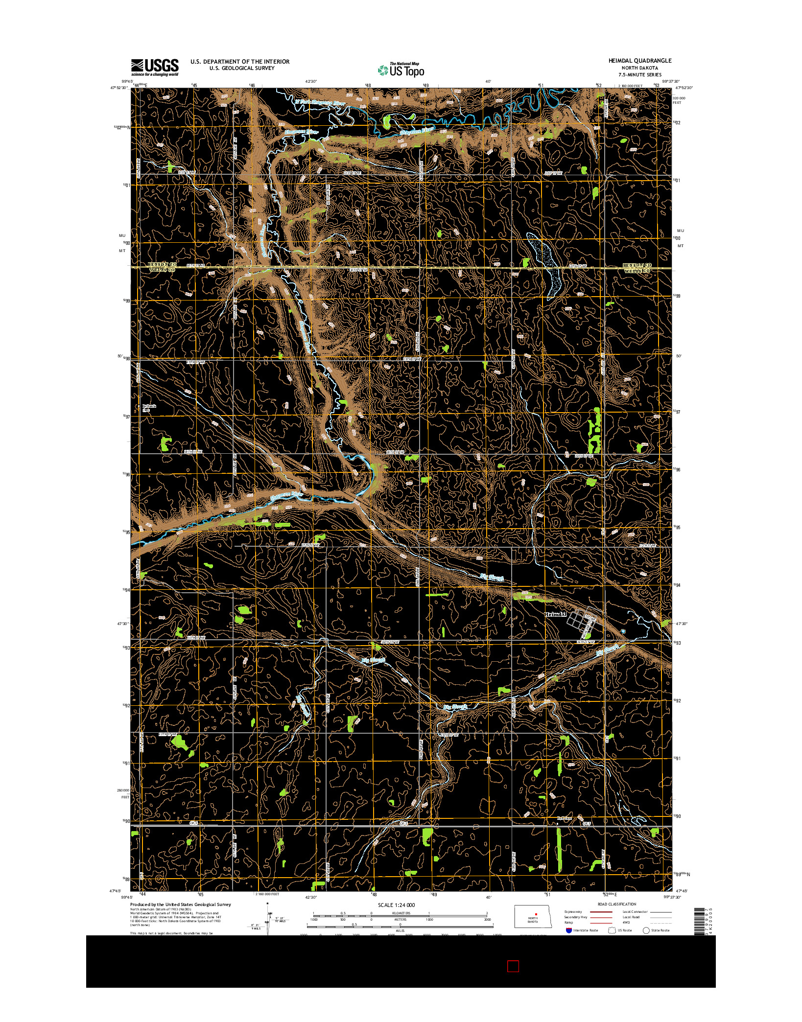 USGS US TOPO 7.5-MINUTE MAP FOR HEIMDAL, ND 2014