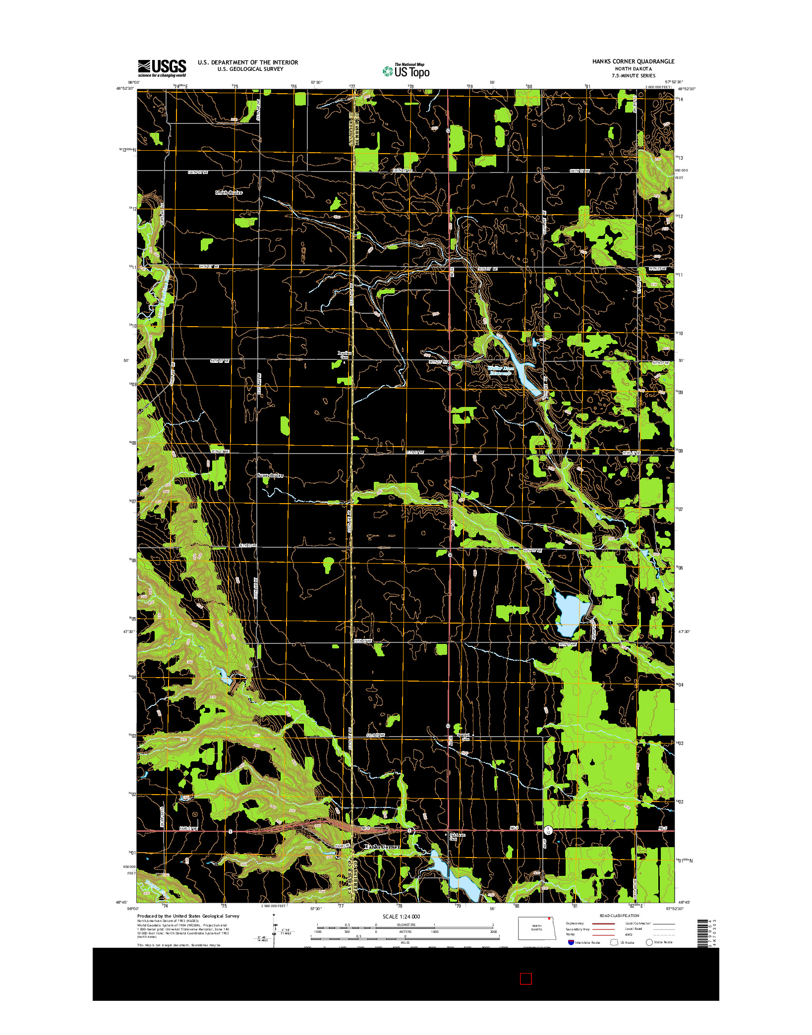 USGS US TOPO 7.5-MINUTE MAP FOR HANKS CORNER, ND 2014