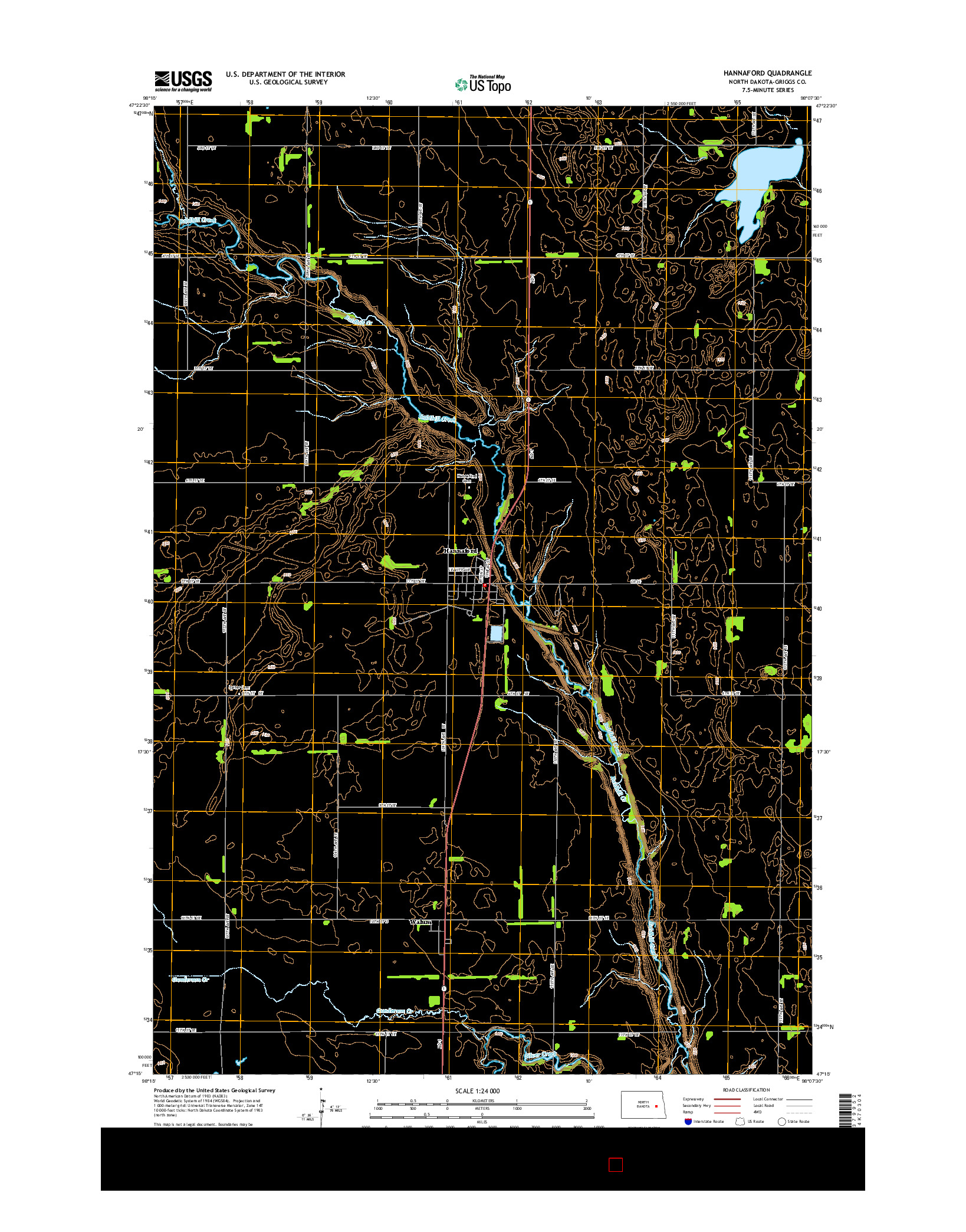 USGS US TOPO 7.5-MINUTE MAP FOR HANNAFORD, ND 2014