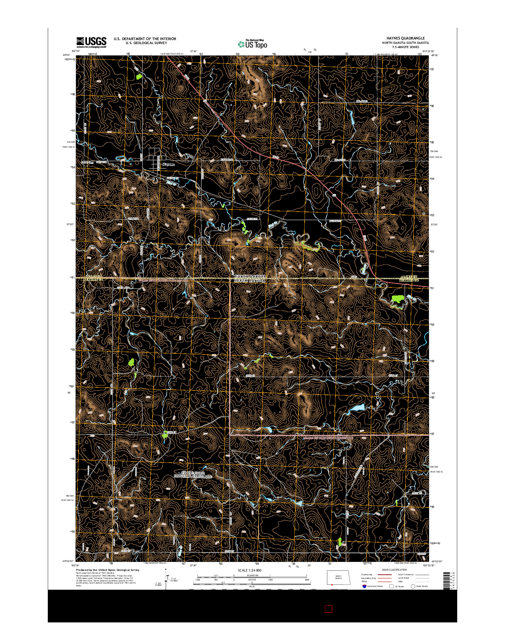 USGS US TOPO 7.5-MINUTE MAP FOR HAYNES, ND-SD 2014