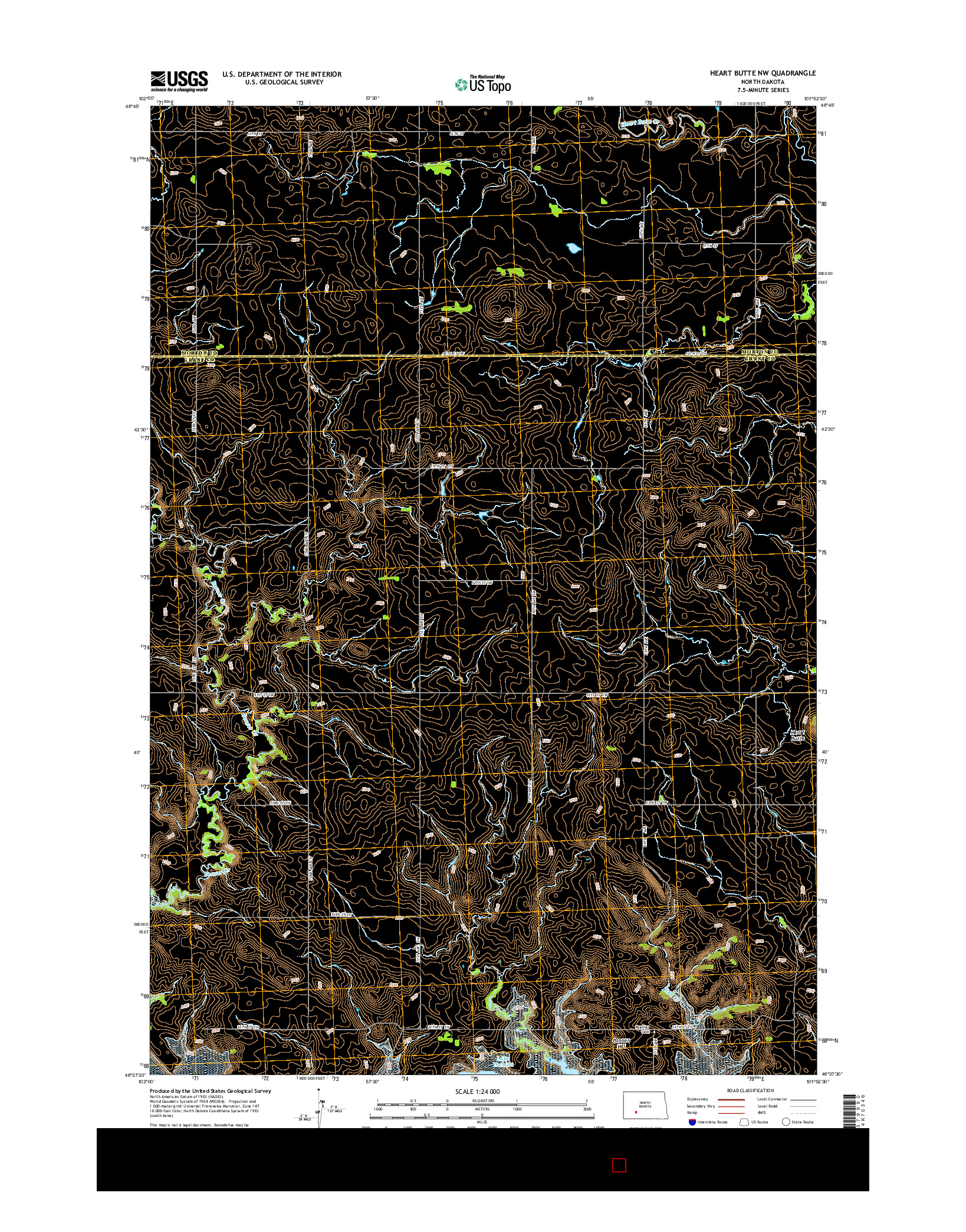 USGS US TOPO 7.5-MINUTE MAP FOR HEART BUTTE NW, ND 2014