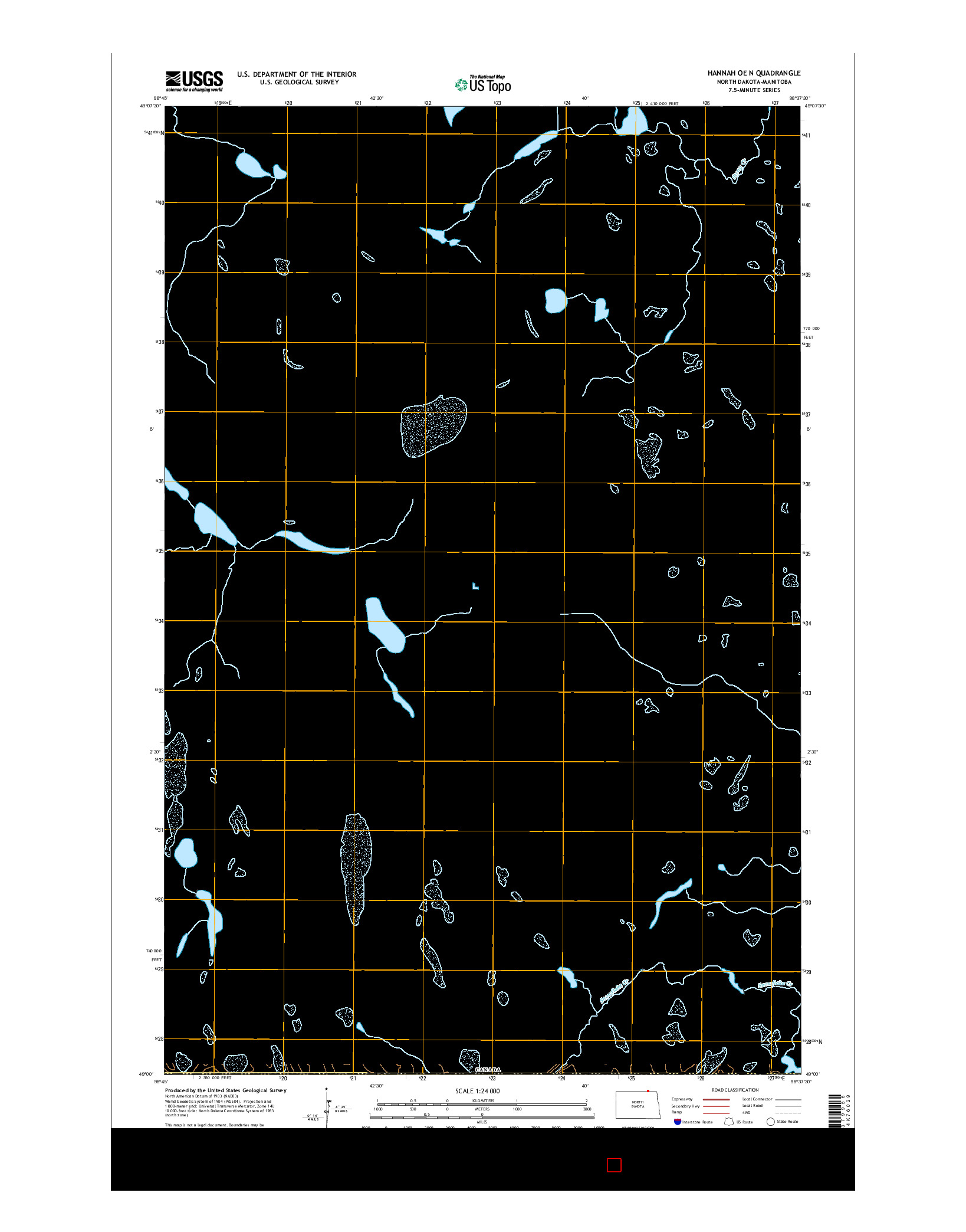 USGS US TOPO 7.5-MINUTE MAP FOR HANNAH OE N, ND-MB 2014