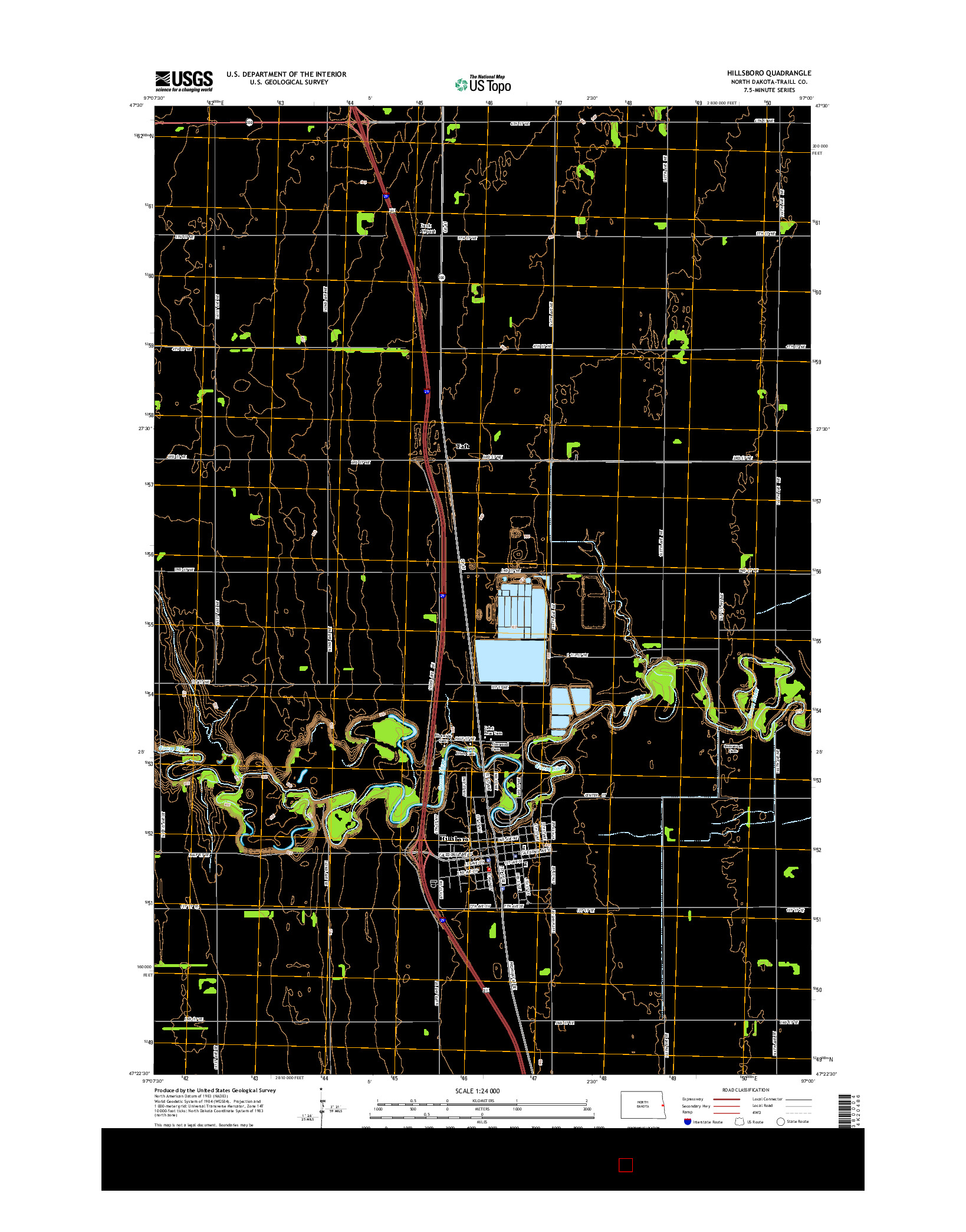 USGS US TOPO 7.5-MINUTE MAP FOR HILLSBORO, ND 2014