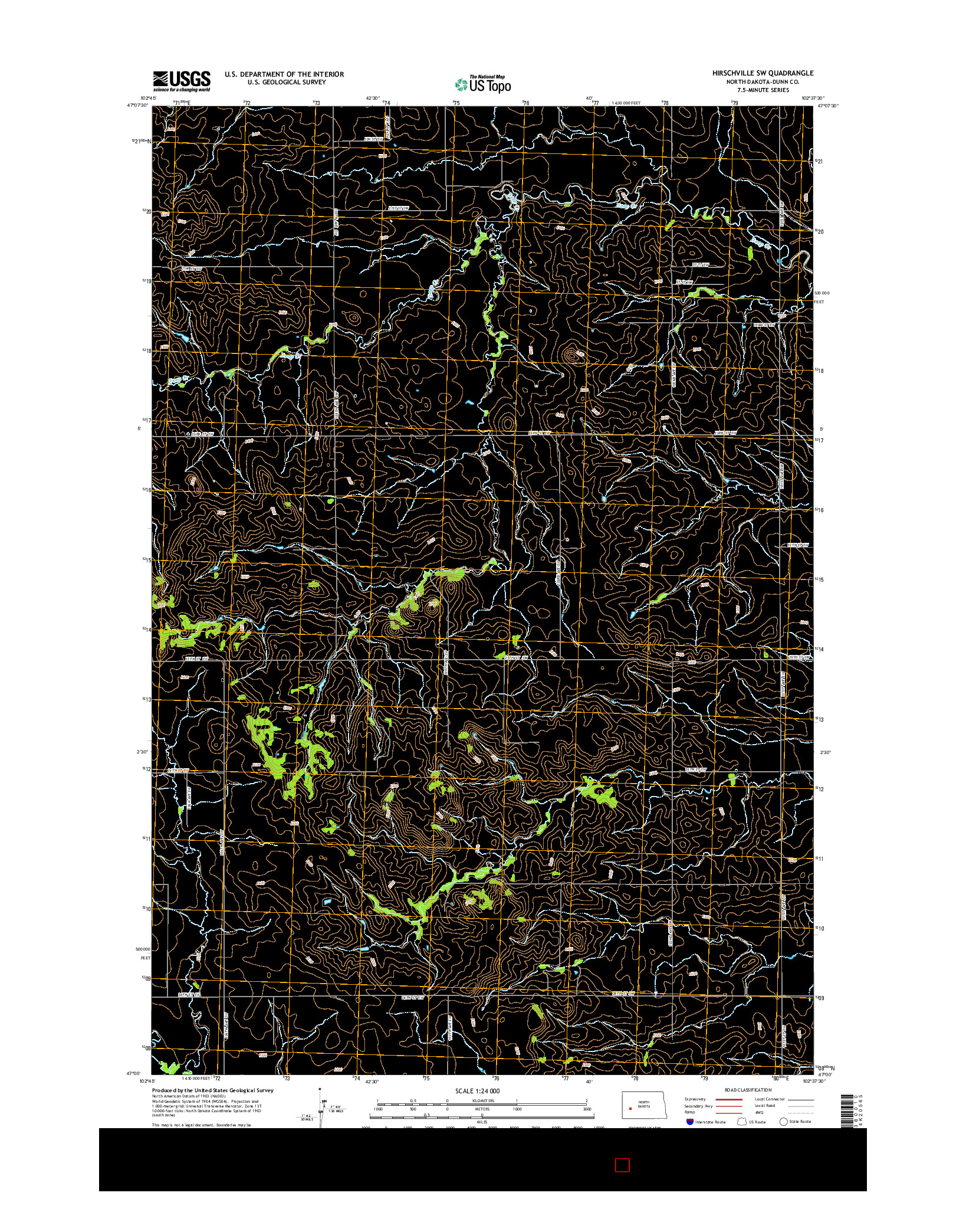 USGS US TOPO 7.5-MINUTE MAP FOR HIRSCHVILLE SW, ND 2014