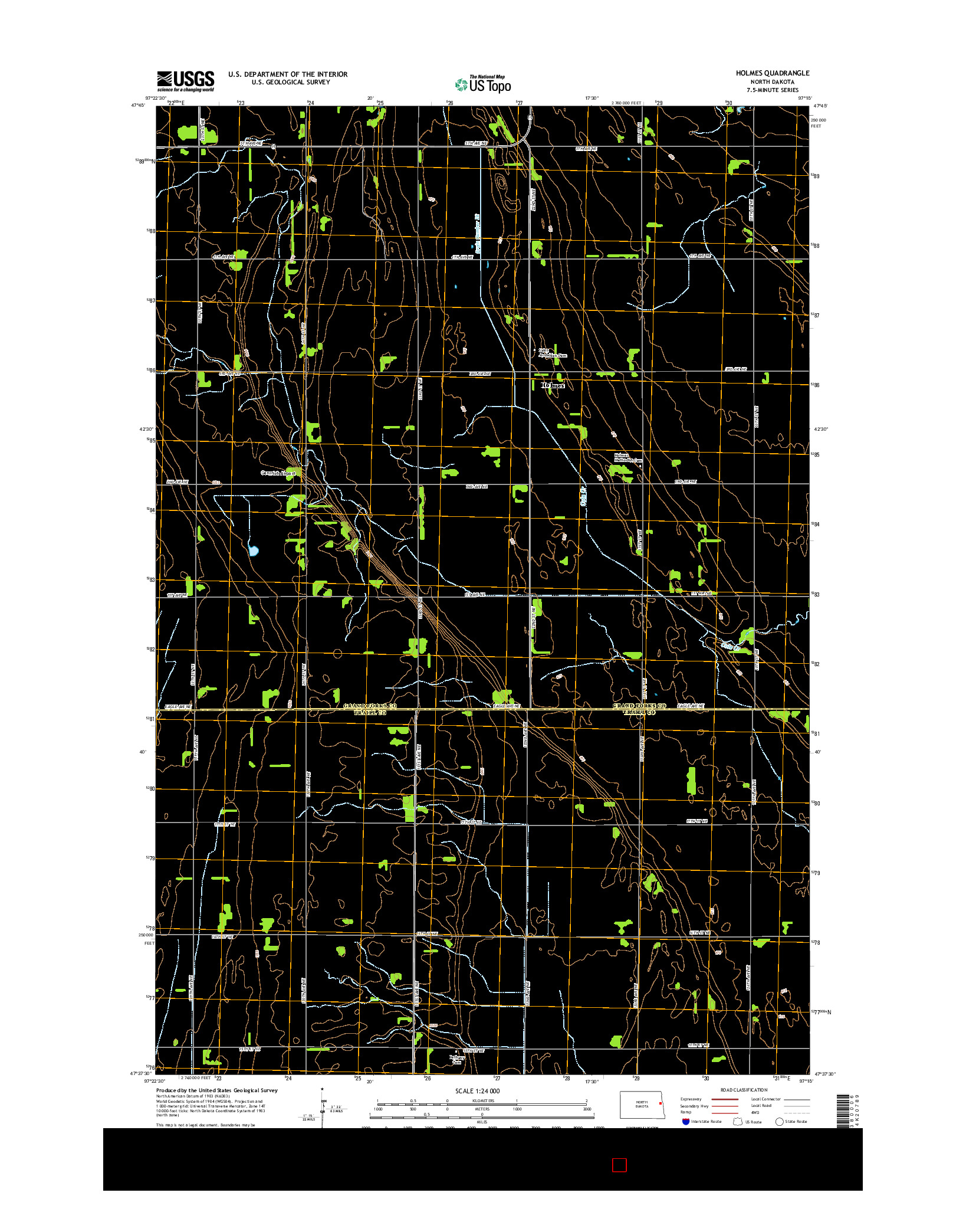 USGS US TOPO 7.5-MINUTE MAP FOR HOLMES, ND 2014