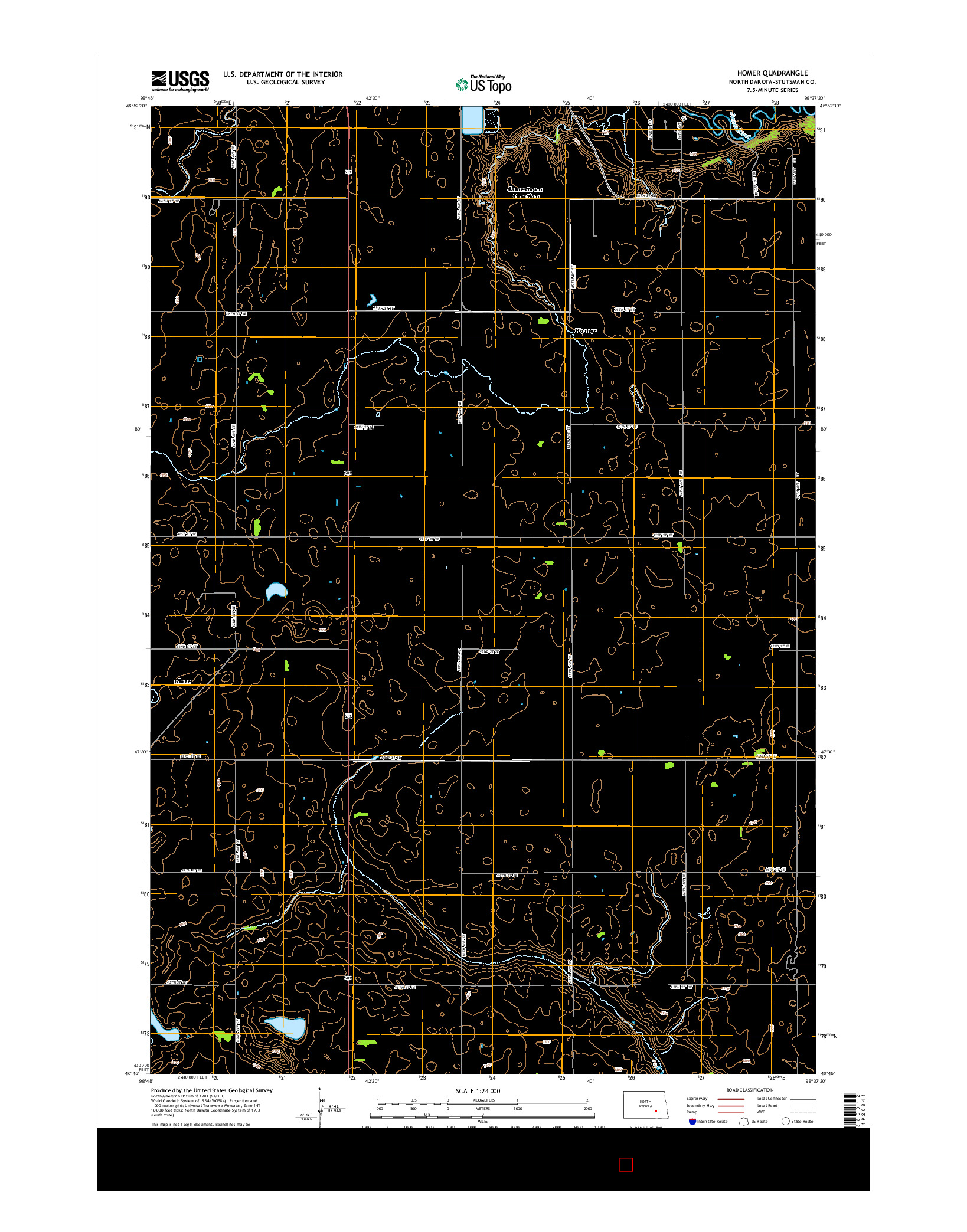 USGS US TOPO 7.5-MINUTE MAP FOR HOMER, ND 2014