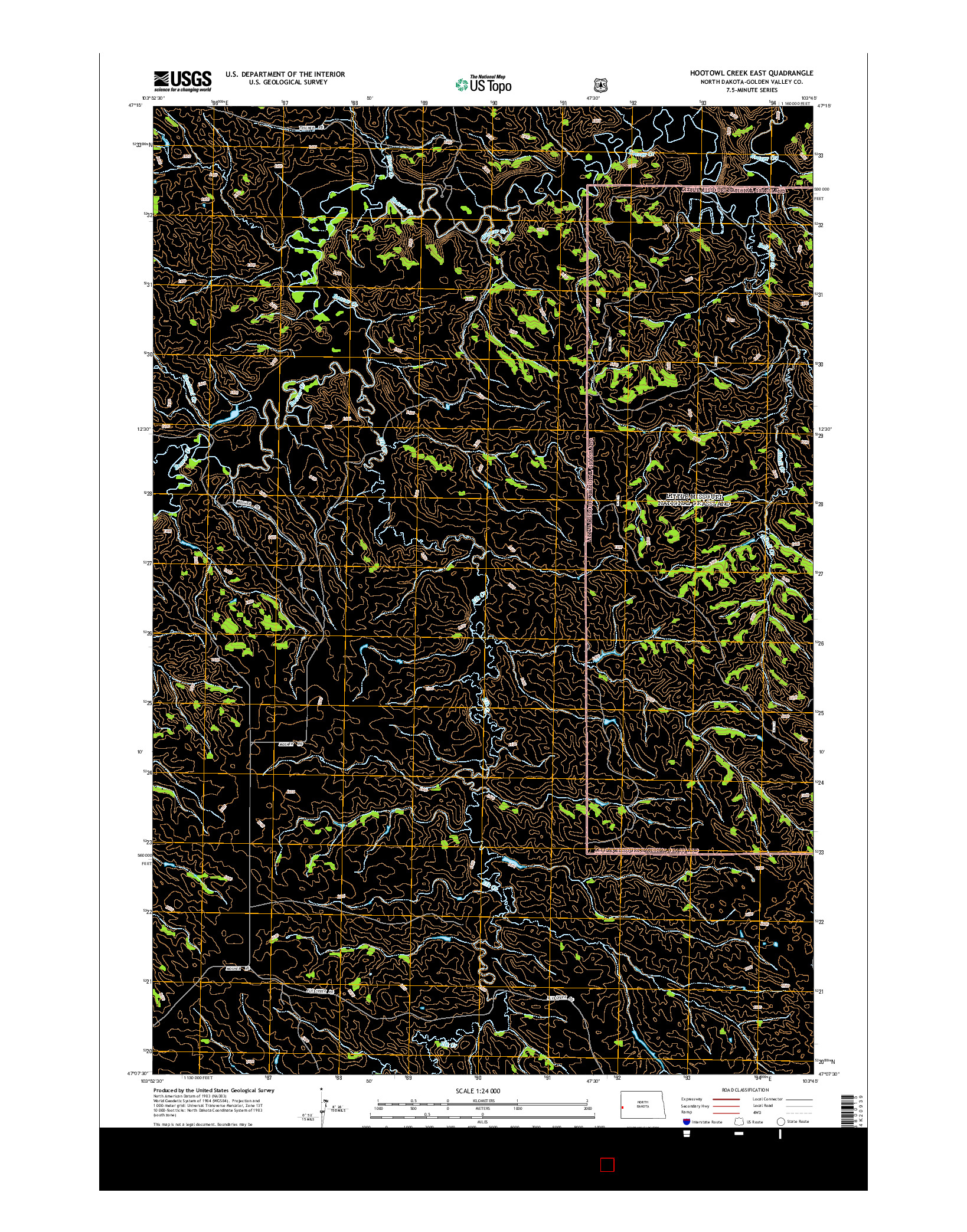 USGS US TOPO 7.5-MINUTE MAP FOR HOOTOWL CREEK EAST, ND 2014