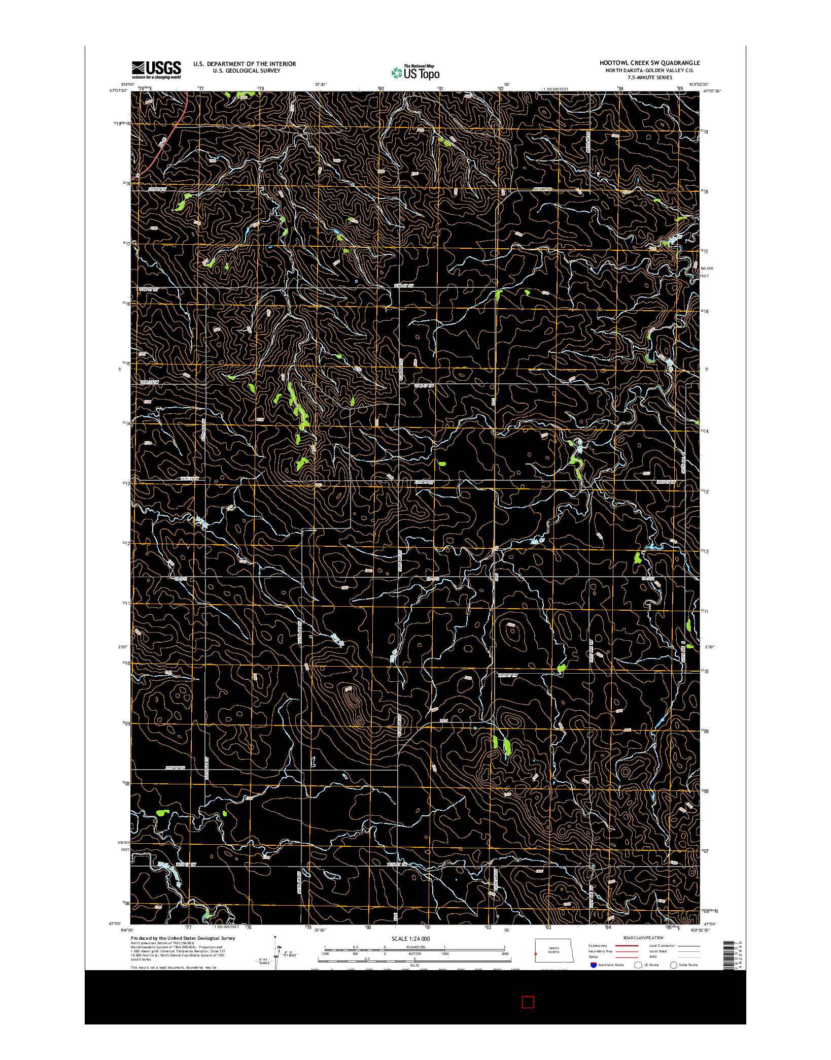 USGS US TOPO 7.5-MINUTE MAP FOR HOOTOWL CREEK SW, ND 2014