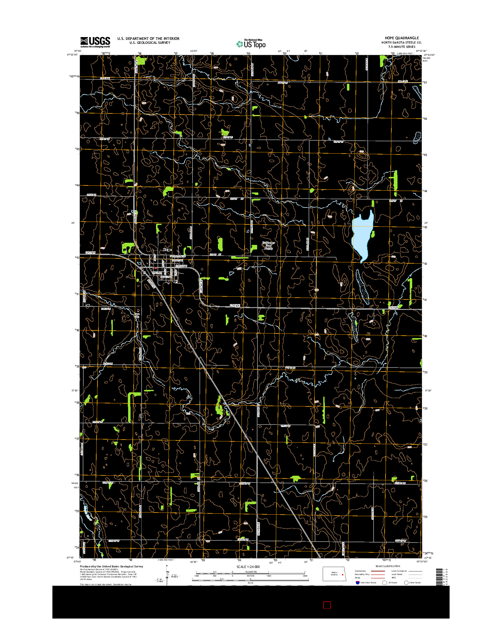 USGS US TOPO 7.5-MINUTE MAP FOR HOPE, ND 2014