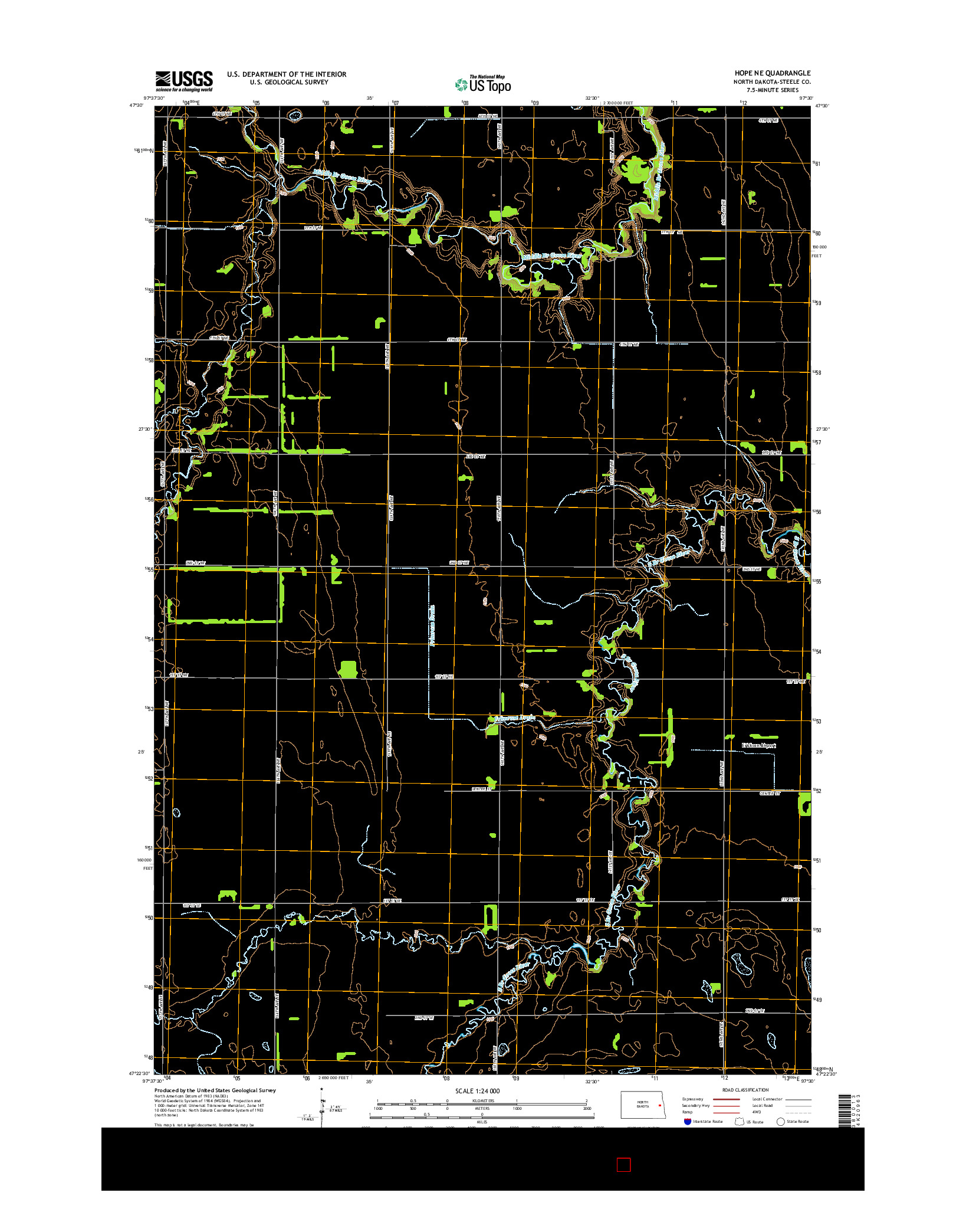 USGS US TOPO 7.5-MINUTE MAP FOR HOPE NE, ND 2014