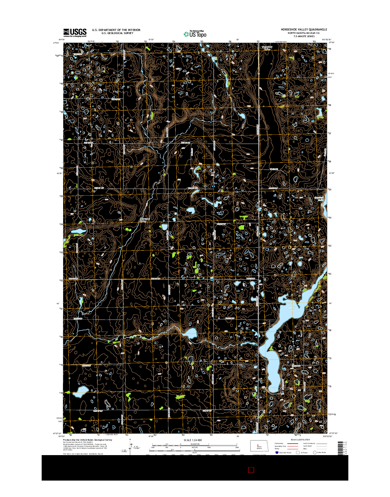 USGS US TOPO 7.5-MINUTE MAP FOR HORSESHOE VALLEY, ND 2014