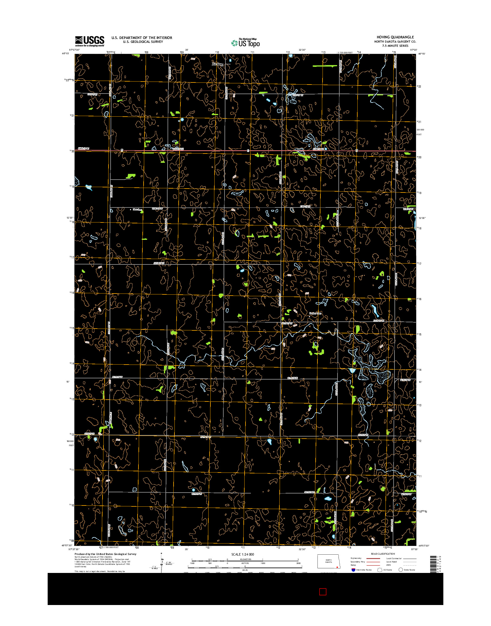 USGS US TOPO 7.5-MINUTE MAP FOR HOVING, ND 2014