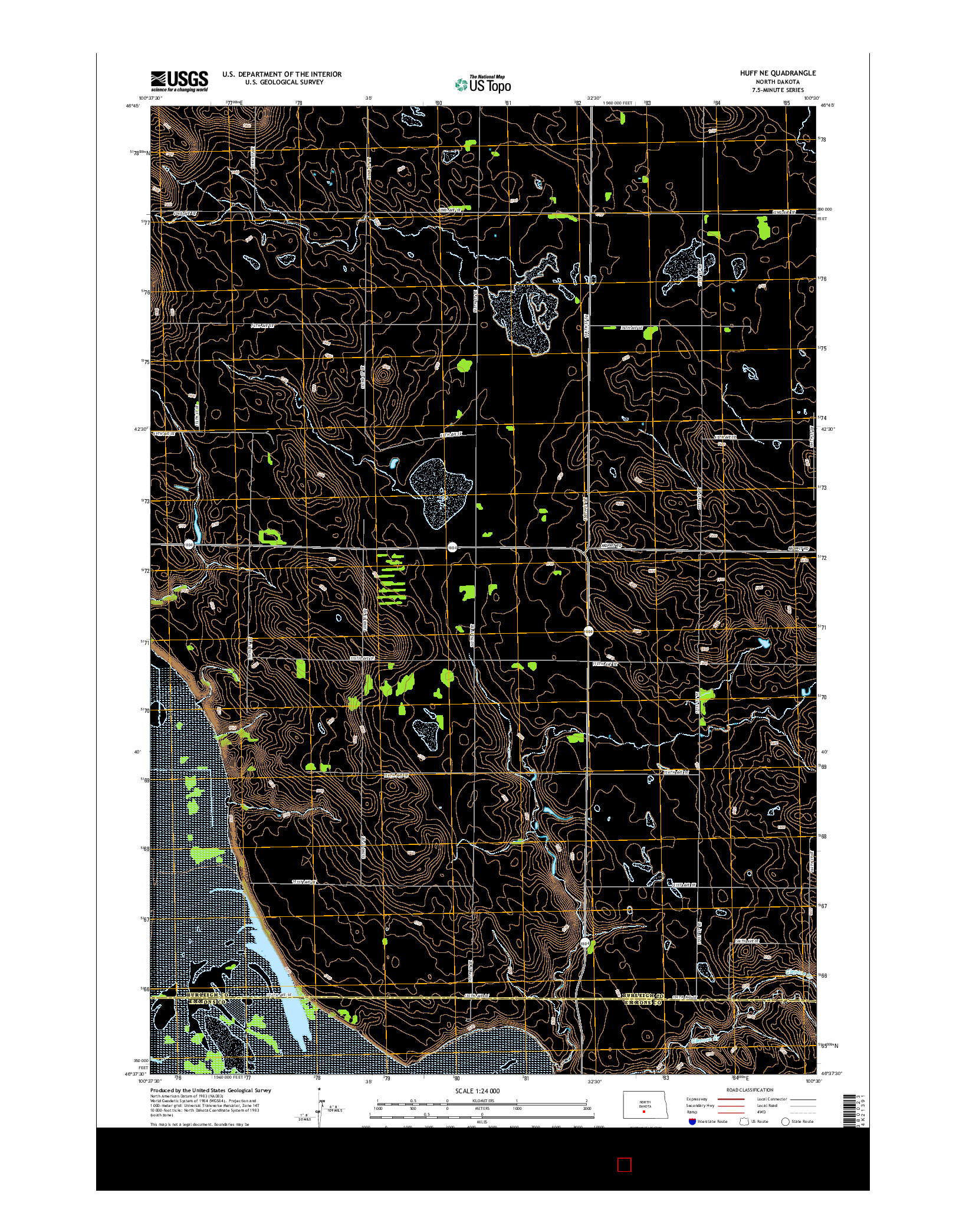 USGS US TOPO 7.5-MINUTE MAP FOR HUFF NE, ND 2014