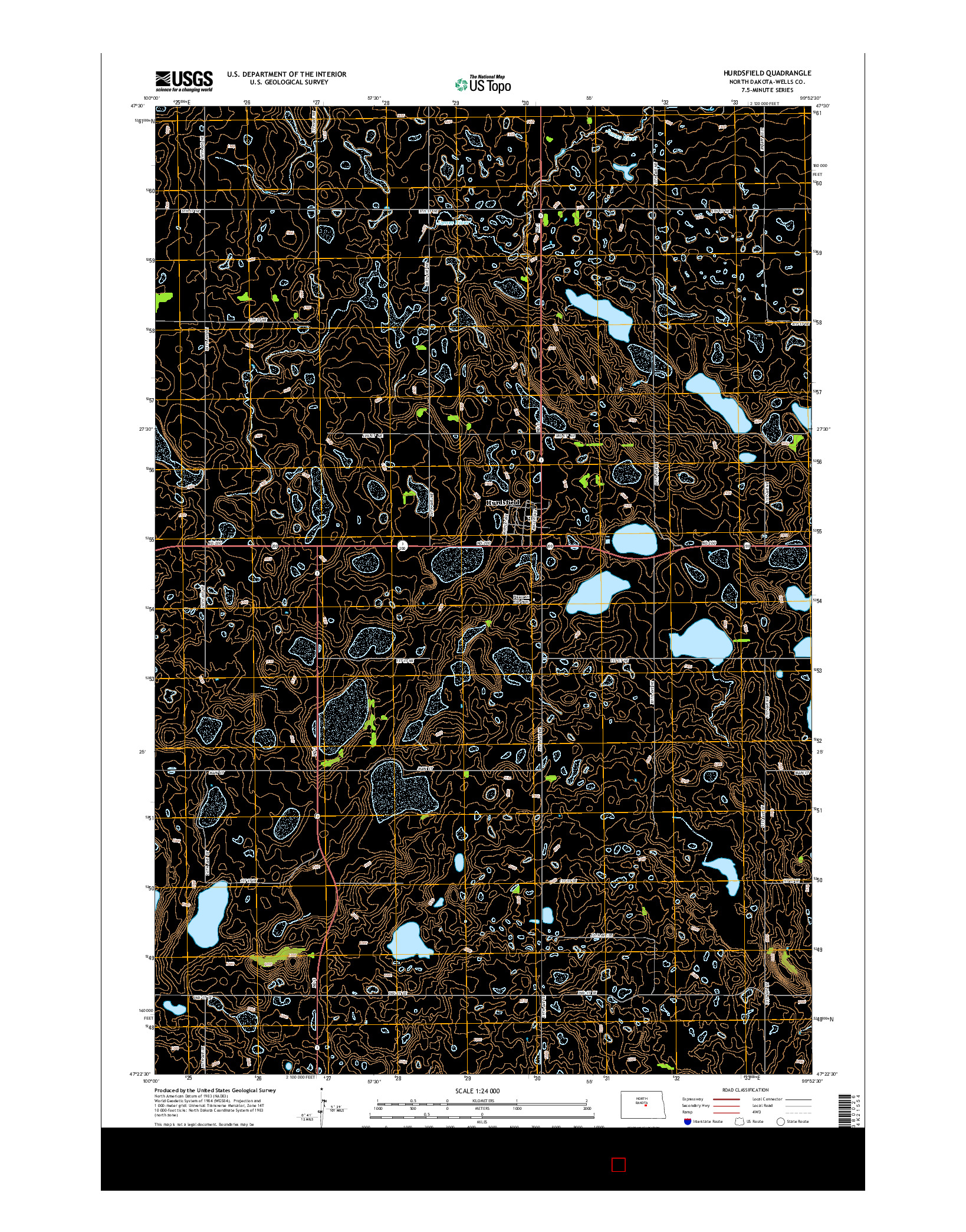 USGS US TOPO 7.5-MINUTE MAP FOR HURDSFIELD, ND 2014