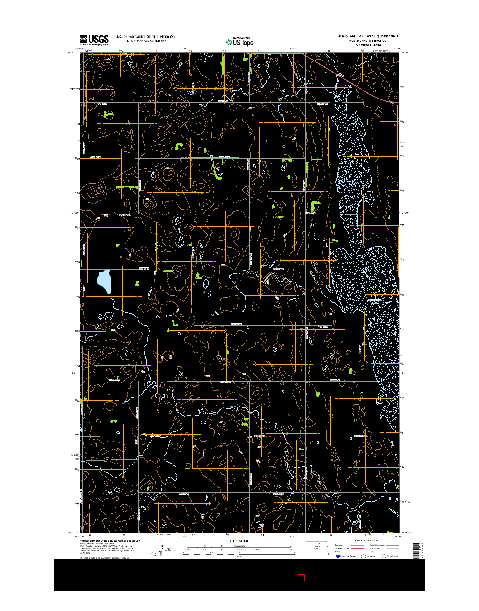 USGS US TOPO 7.5-MINUTE MAP FOR HURRICANE LAKE WEST, ND 2014