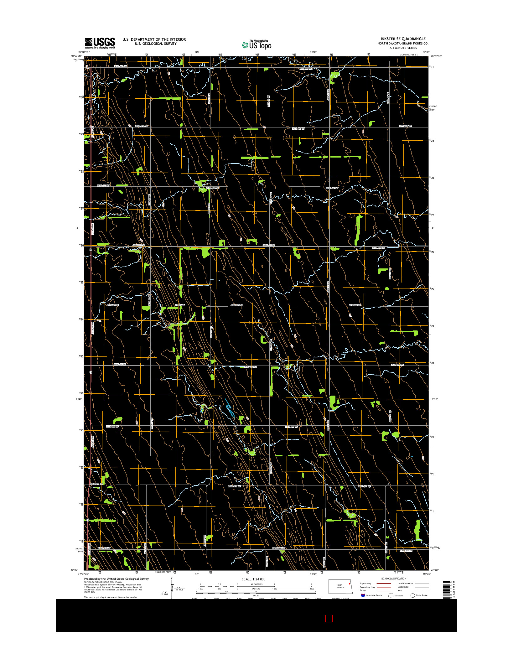 USGS US TOPO 7.5-MINUTE MAP FOR INKSTER SE, ND 2014