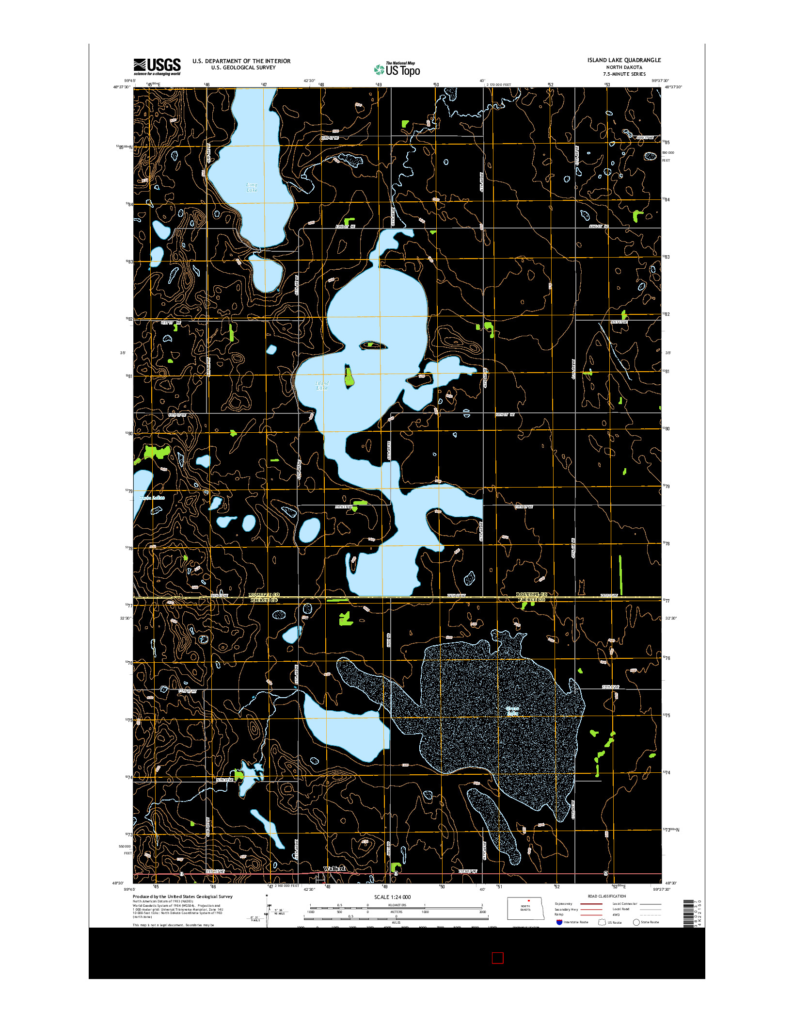 USGS US TOPO 7.5-MINUTE MAP FOR ISLAND LAKE, ND 2014
