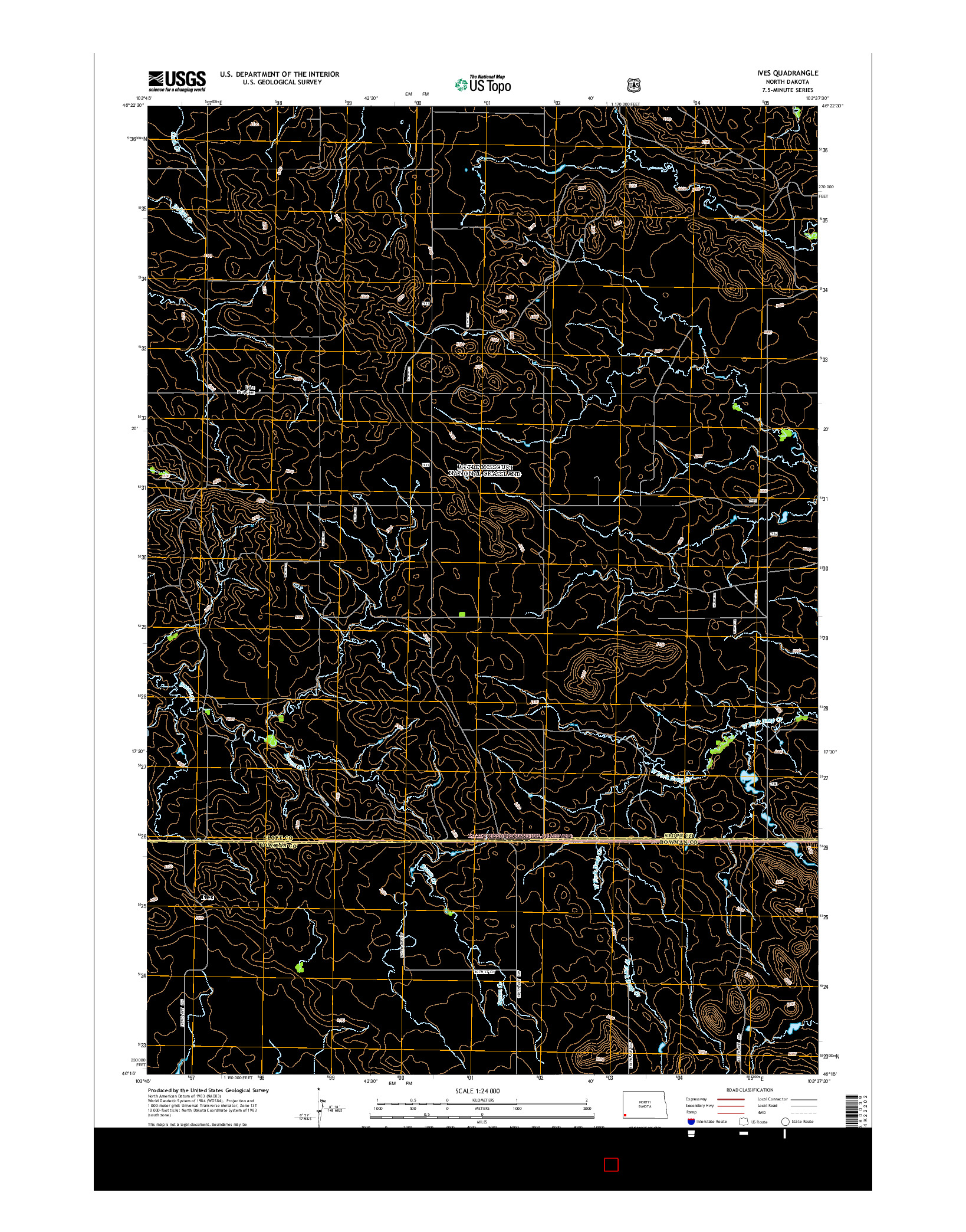 USGS US TOPO 7.5-MINUTE MAP FOR IVES, ND 2014