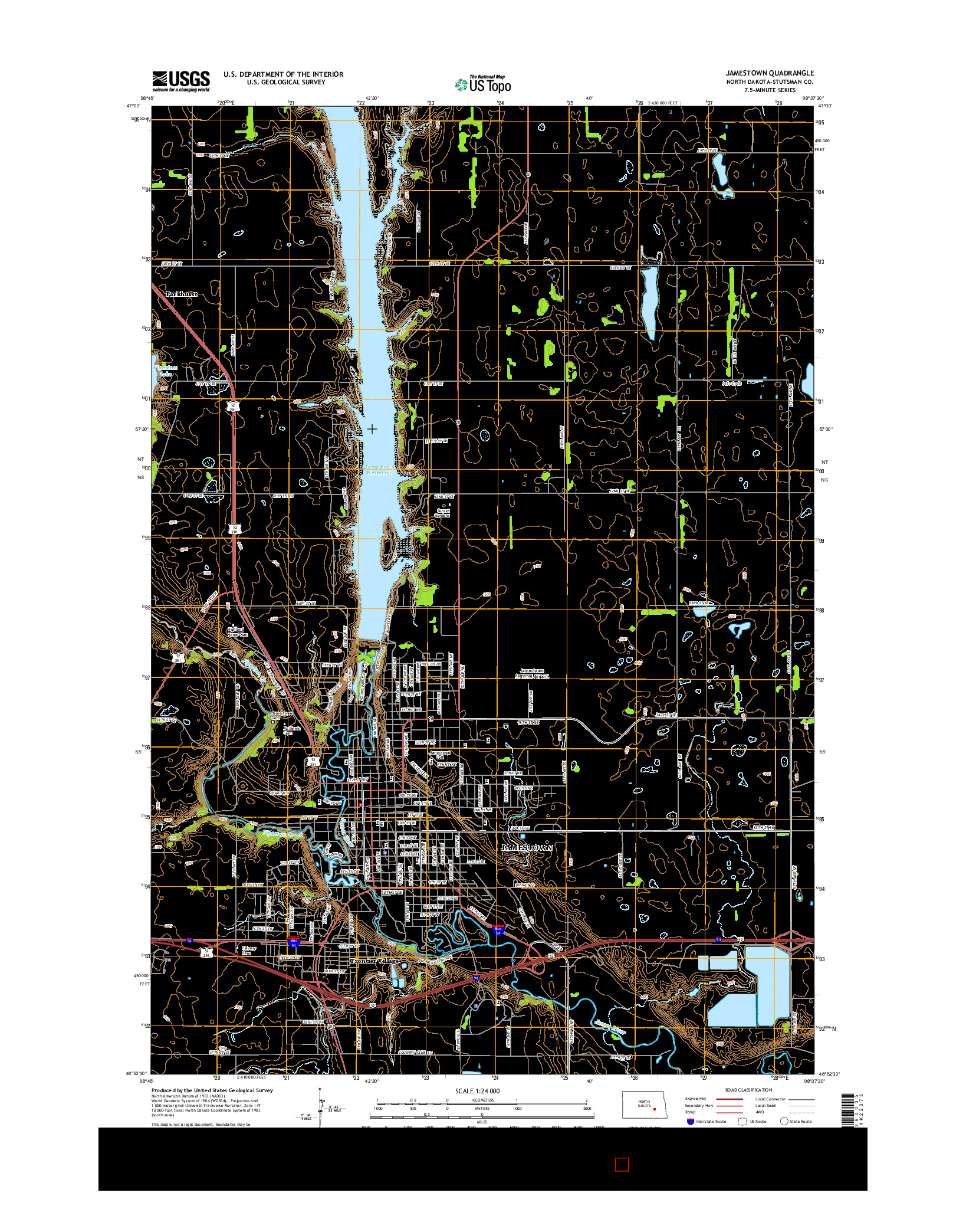 USGS US TOPO 7.5-MINUTE MAP FOR JAMESTOWN, ND 2014